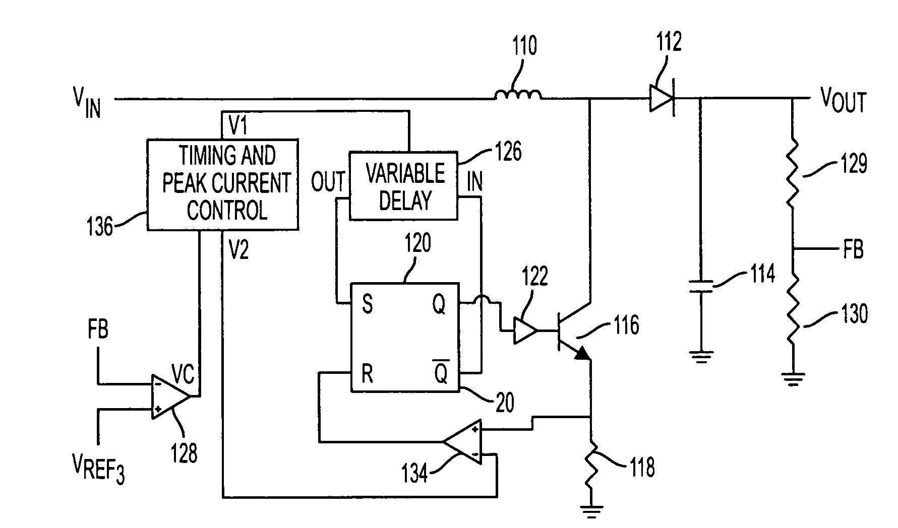 Switched converter with variable peak current and variable off-time control