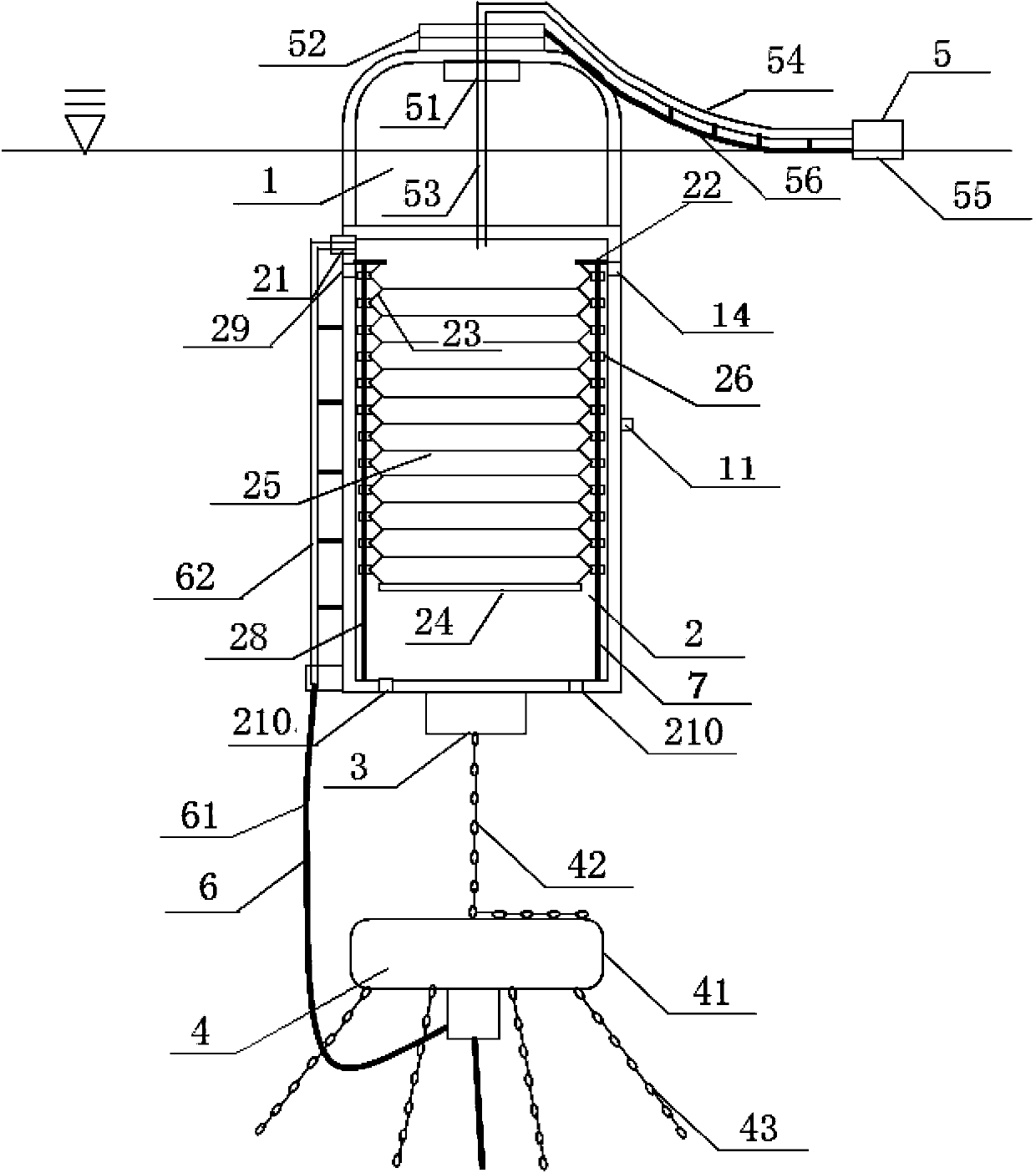 Water oil storage device with mooring function and assembly method thereof