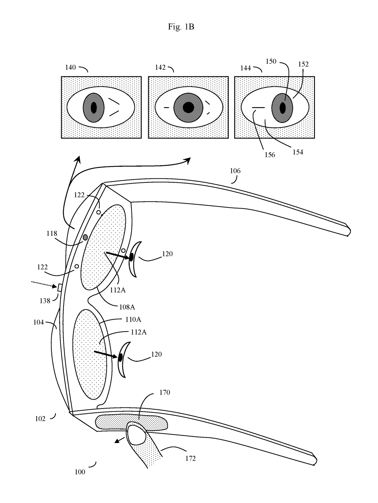 Unitized eye-tracking wireless eyeglasses system