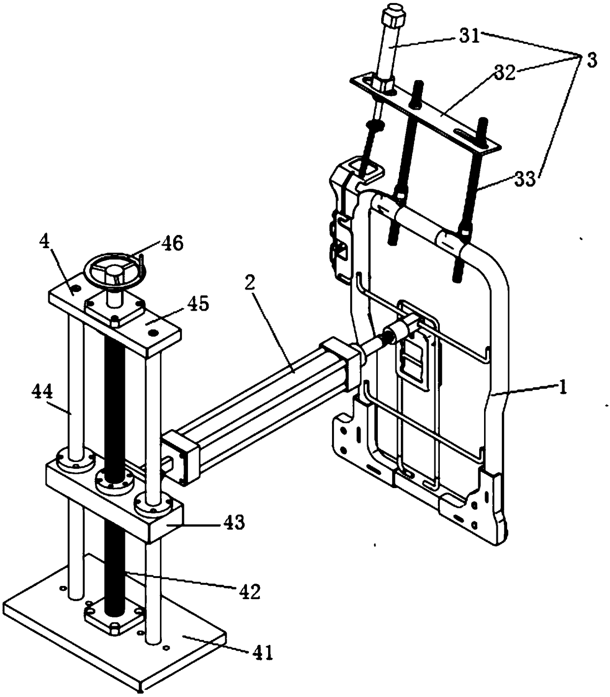 Rear seat backrest folding test device