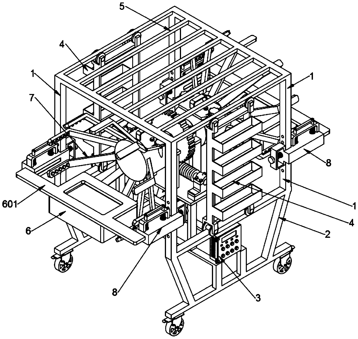 Horticultural crop cultivation frame with automatic rotating illumination display facility