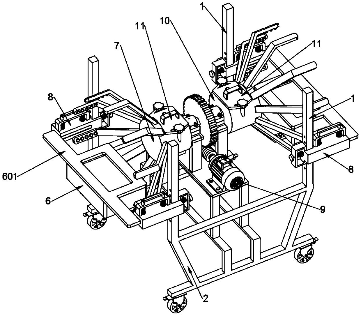 Horticultural crop cultivation frame with automatic rotating illumination display facility