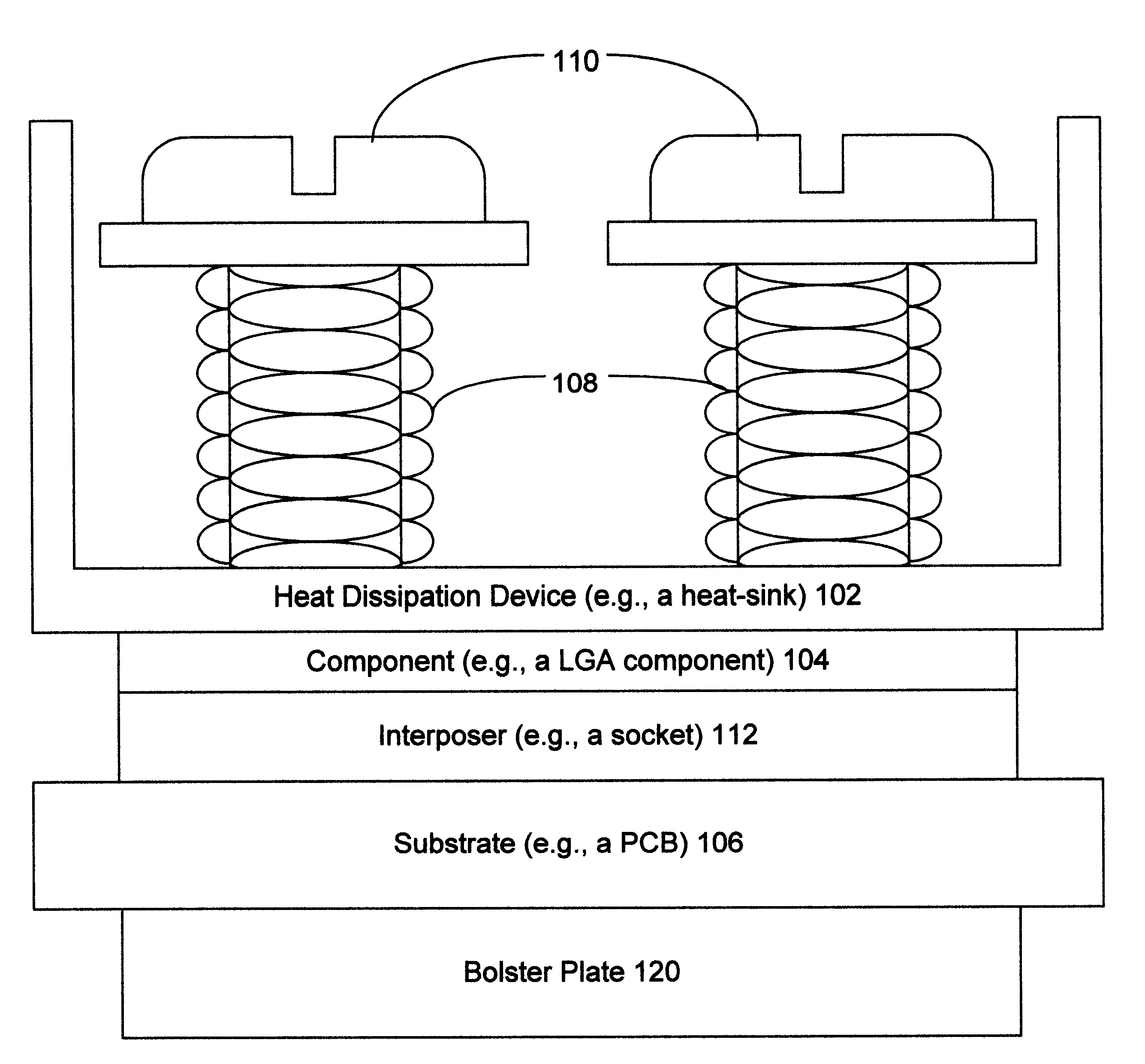 Mechanical loading of a land grid array component using a wave spring