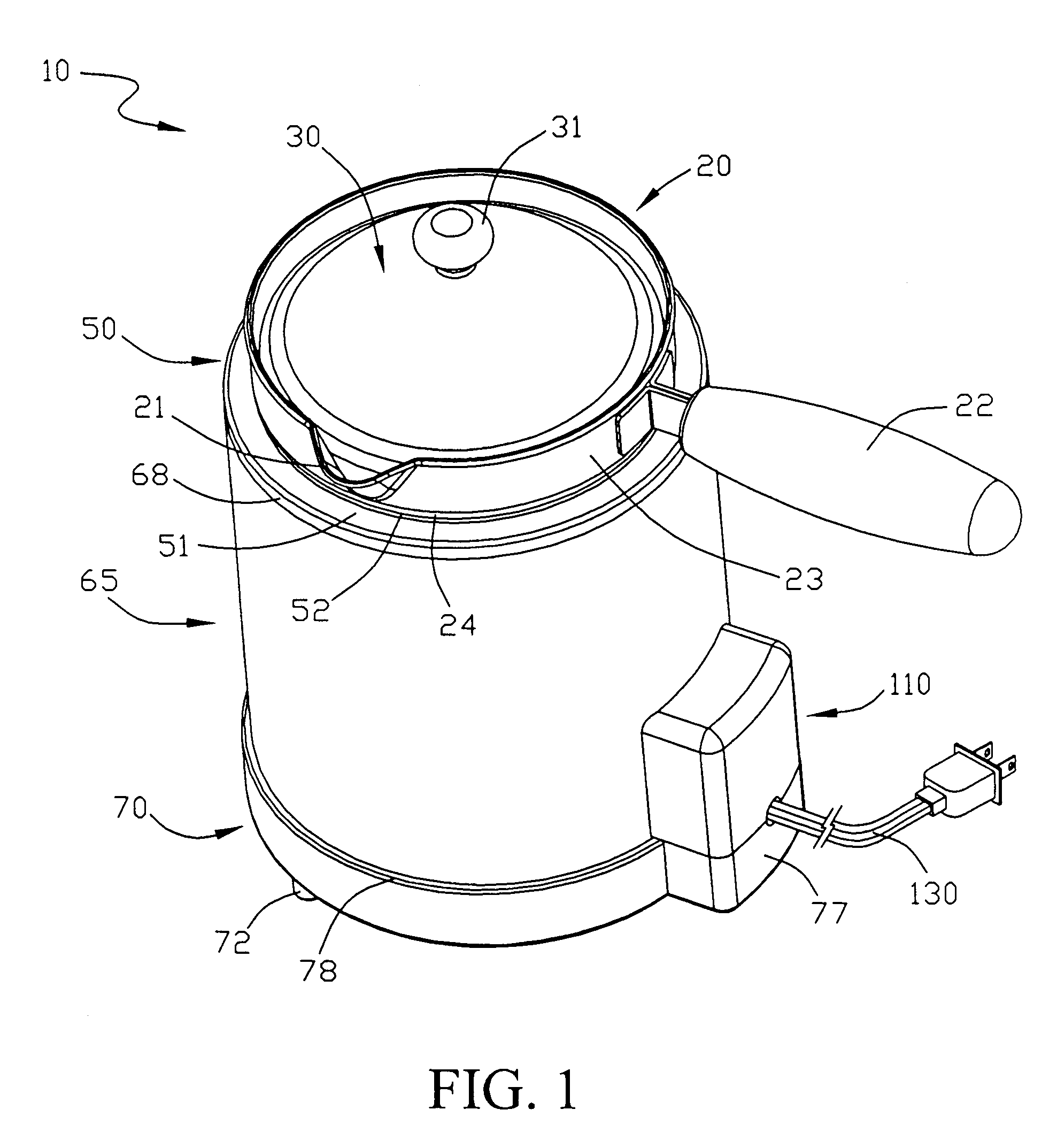 Heating apparatus with removable container, such as for foodstuffs, and features for moderating heat flux to the removable container