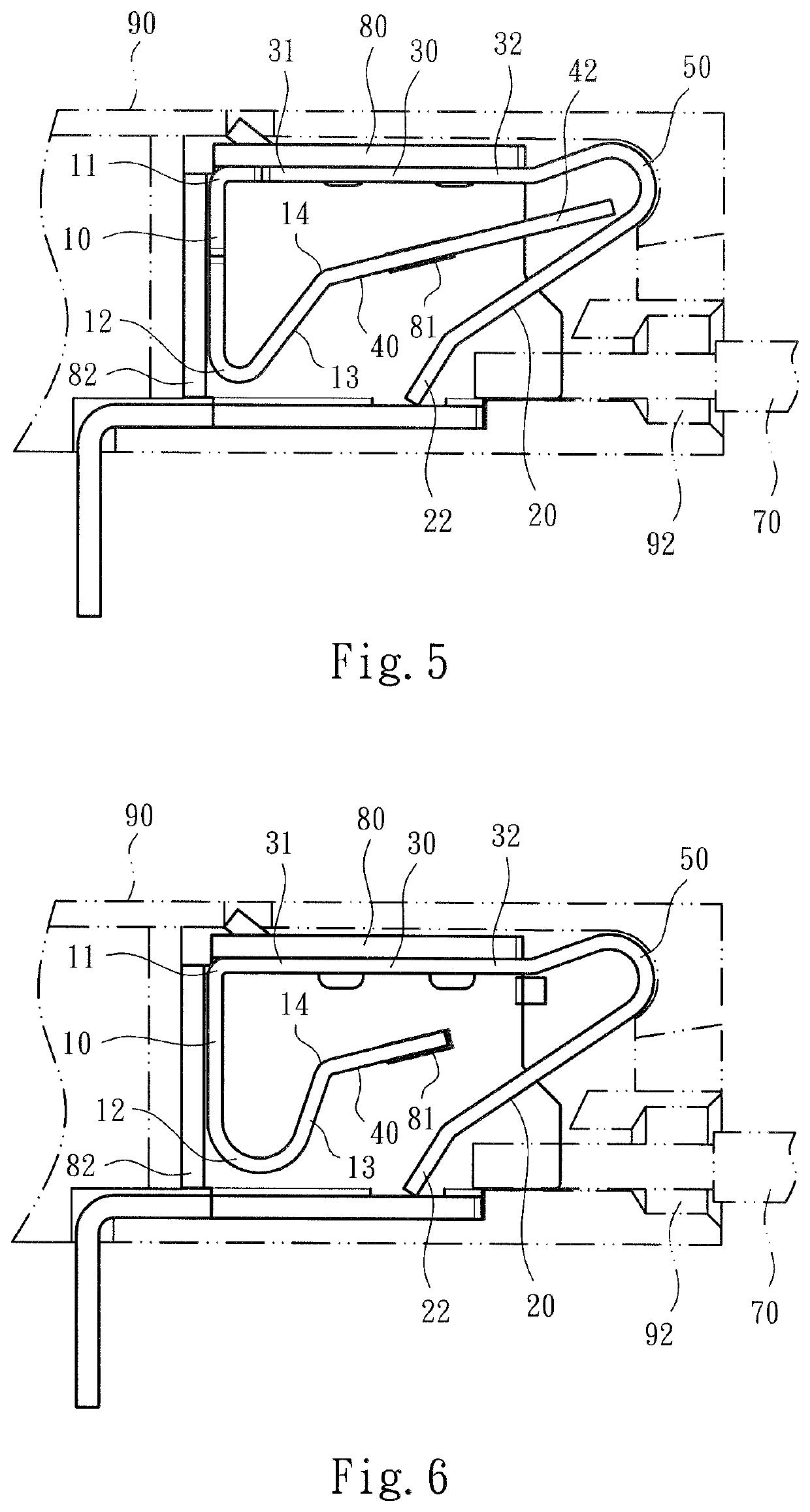 Metal leaf spring structure of electrical connection terminal
