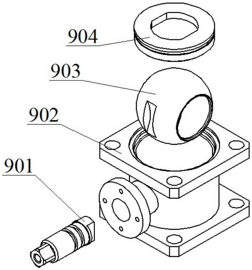 Mechanical device and assembling method for automatic square ball valve assembling system