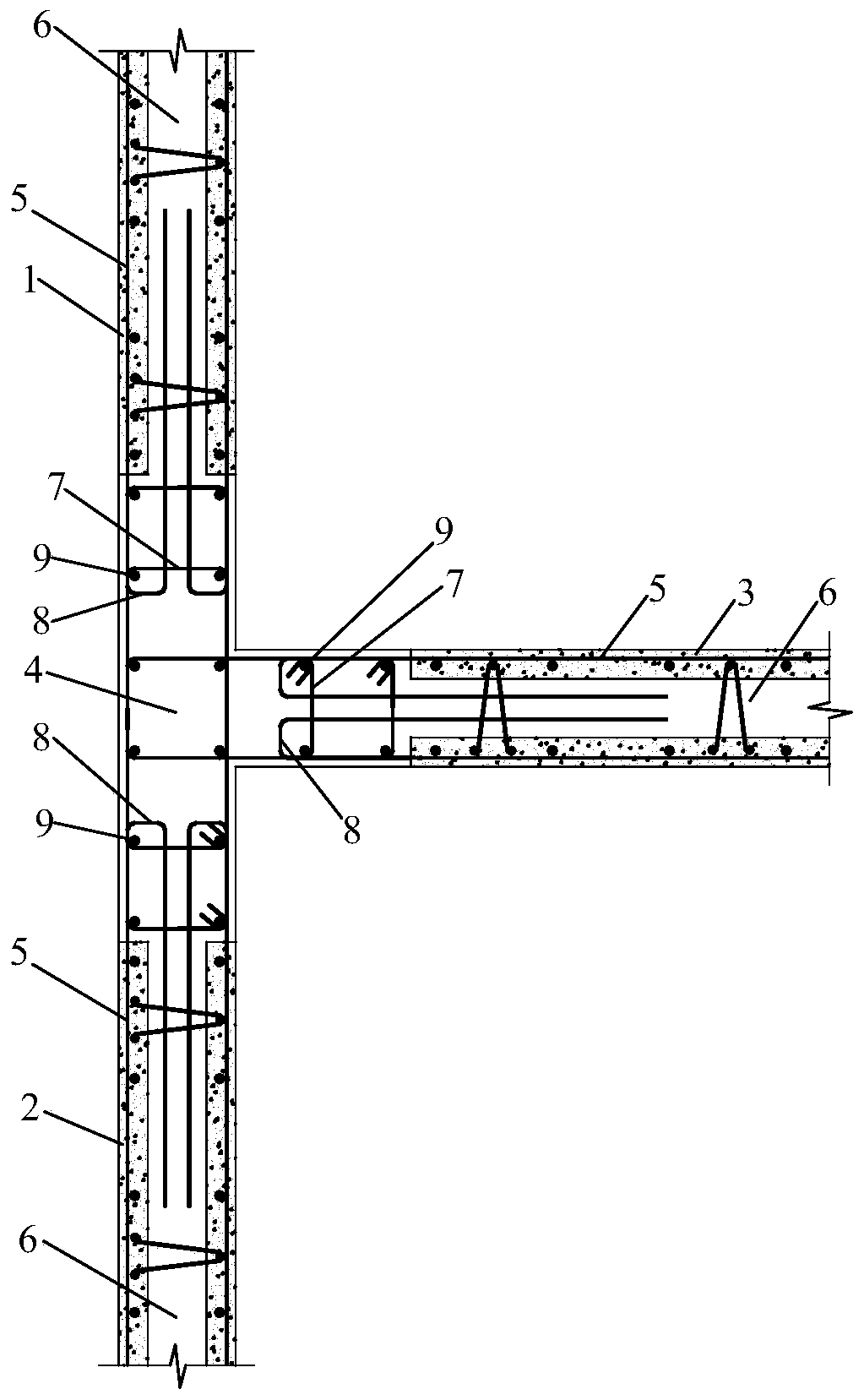 Connection structure of T-shaped superimposed shear wall edge member