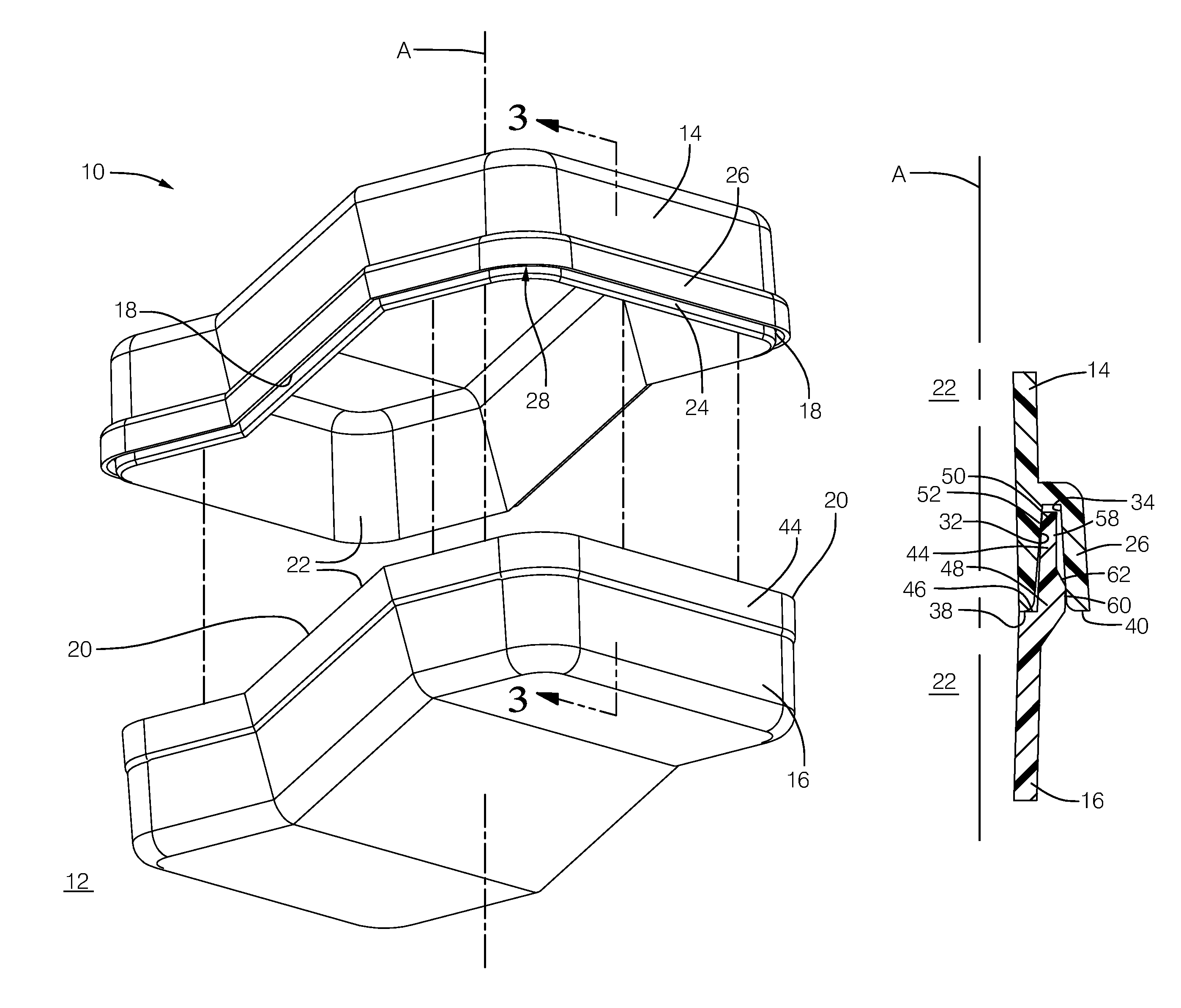 HVAC case having equalized sealing force tongue and groove joint