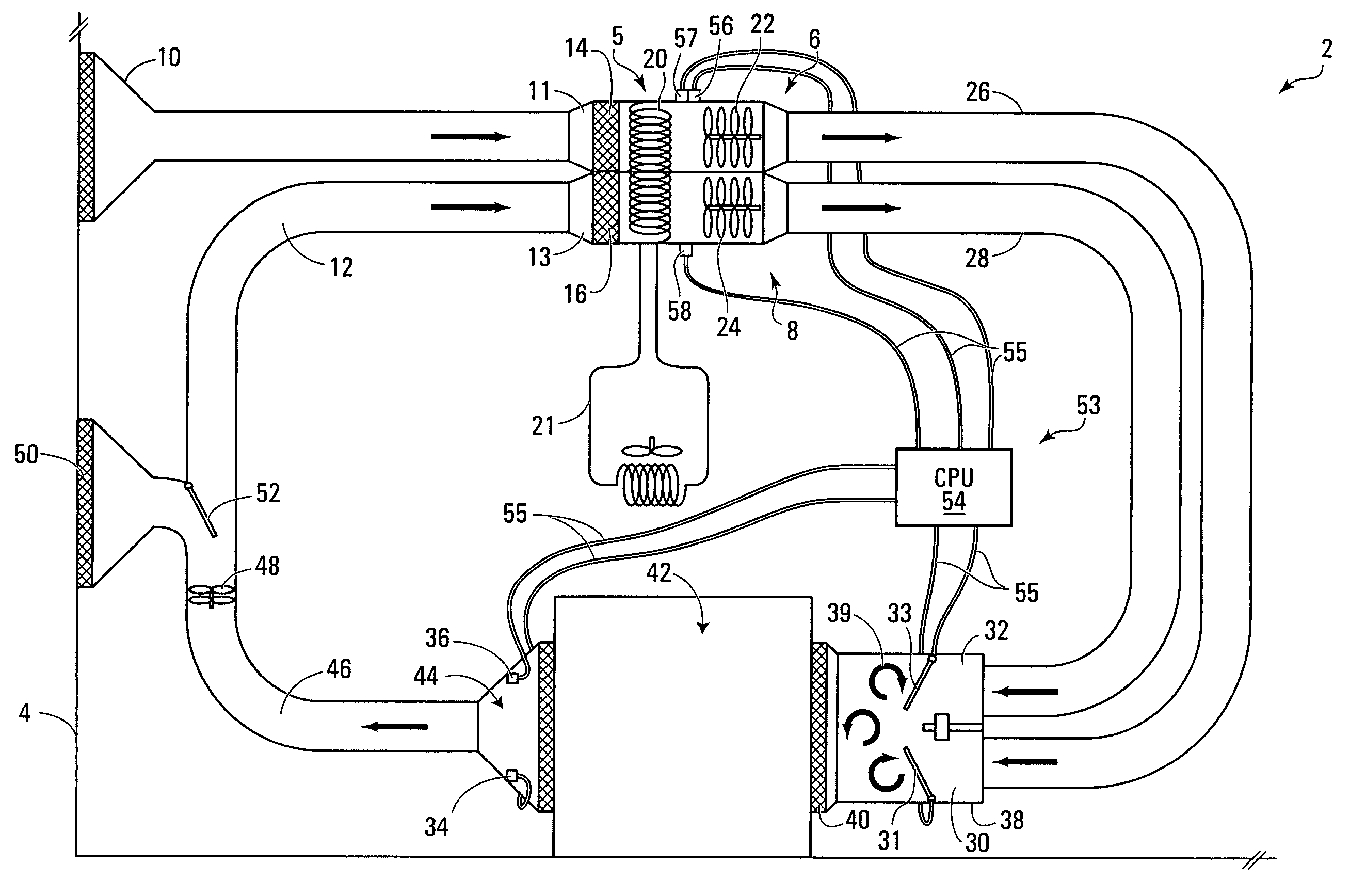 Dual-compartment ventilation and air-conditioning system having a shared heating coil