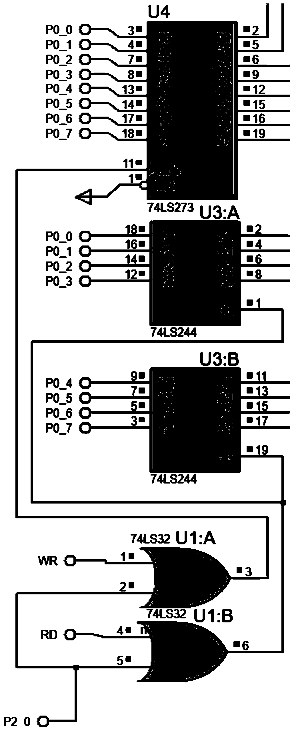 Circuit for expanding 18 bits of 51 single-chip microcomputer into 128-bit interface