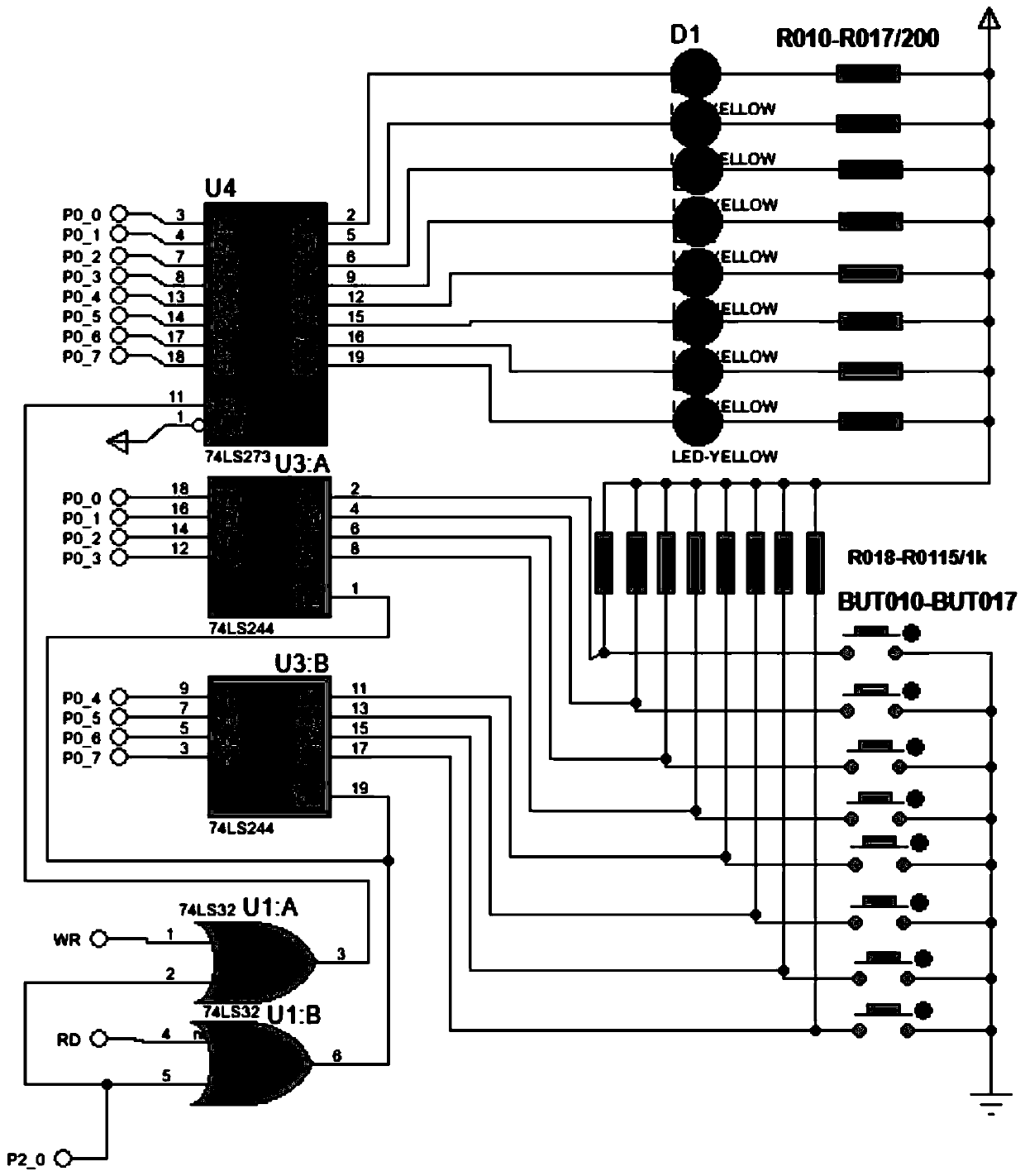 Circuit for expanding 18 bits of 51 single-chip microcomputer into 128-bit interface