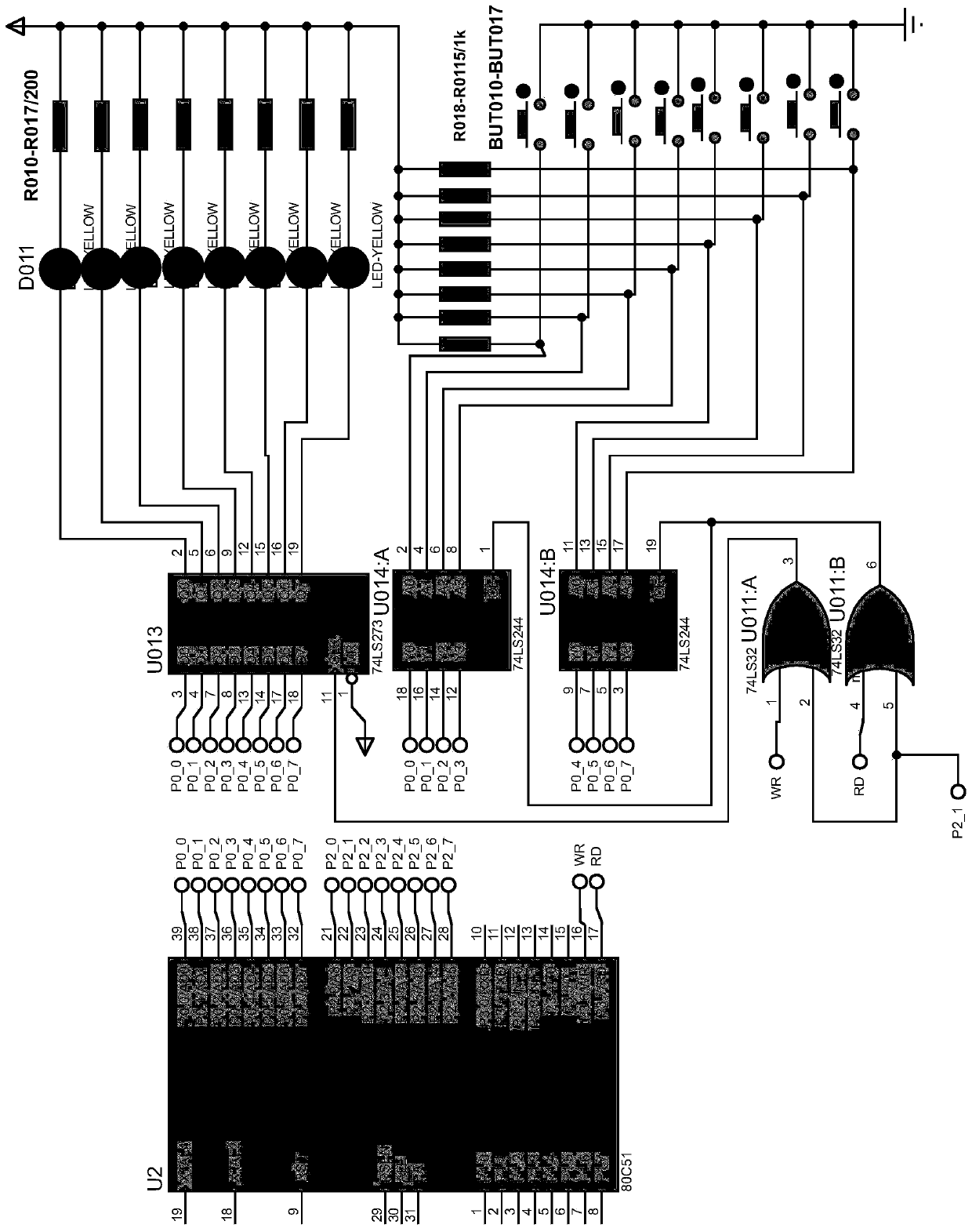 Circuit for expanding 18 bits of 51 single-chip microcomputer into 128-bit interface