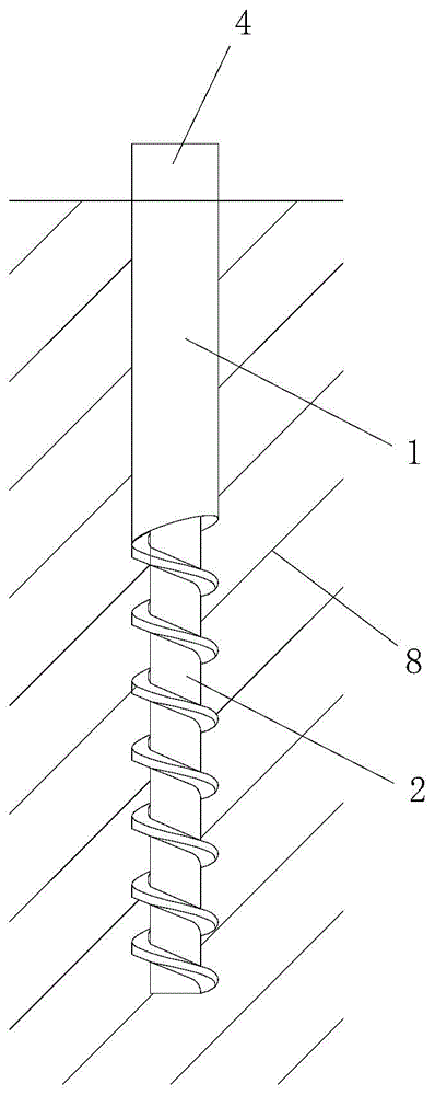 Reverse screw spike pile and construction method thereof