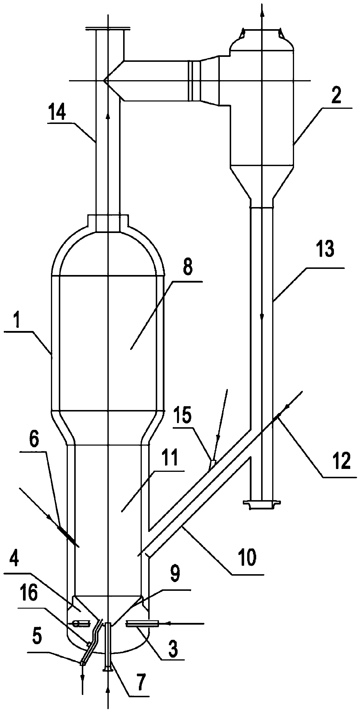 Fluidized bed reactor for gasifying inferior coal with high ash content and low activity