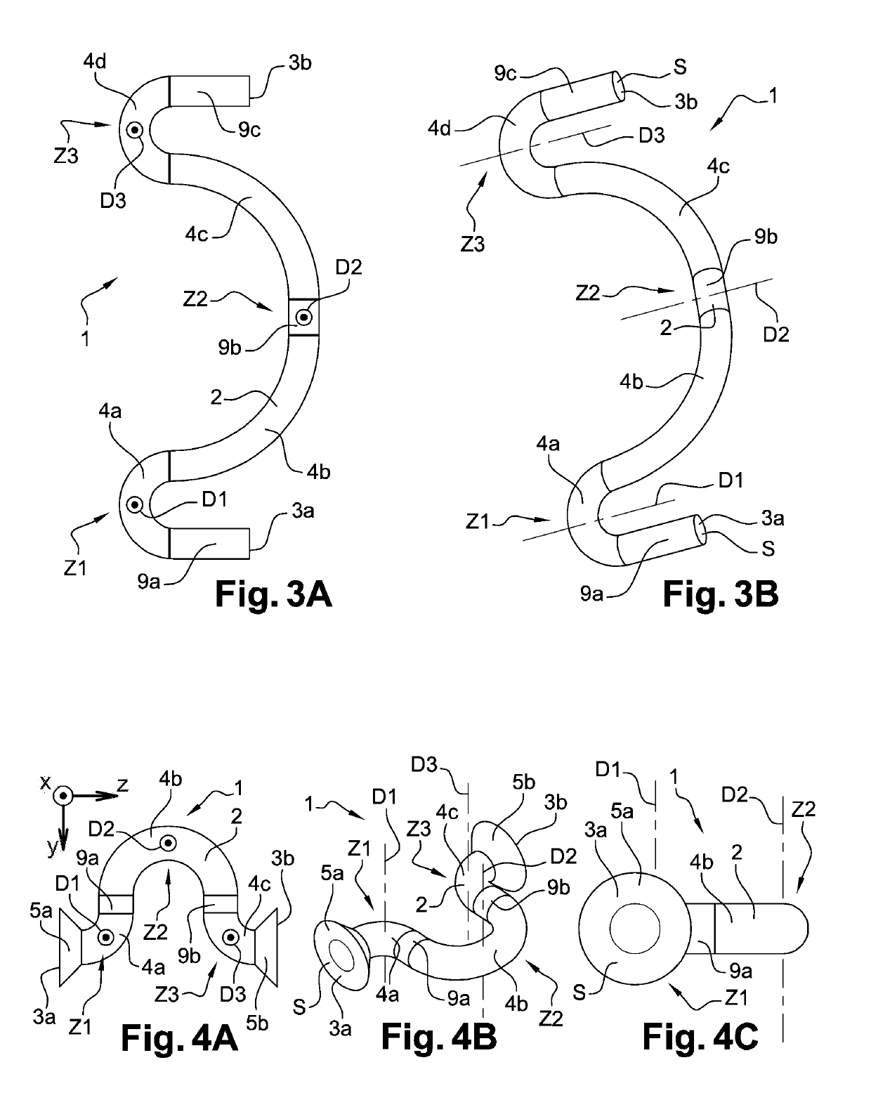 Electrical connectors having a bent main body for electrical connection between a housing and a support, and being disposed as a grid array or network