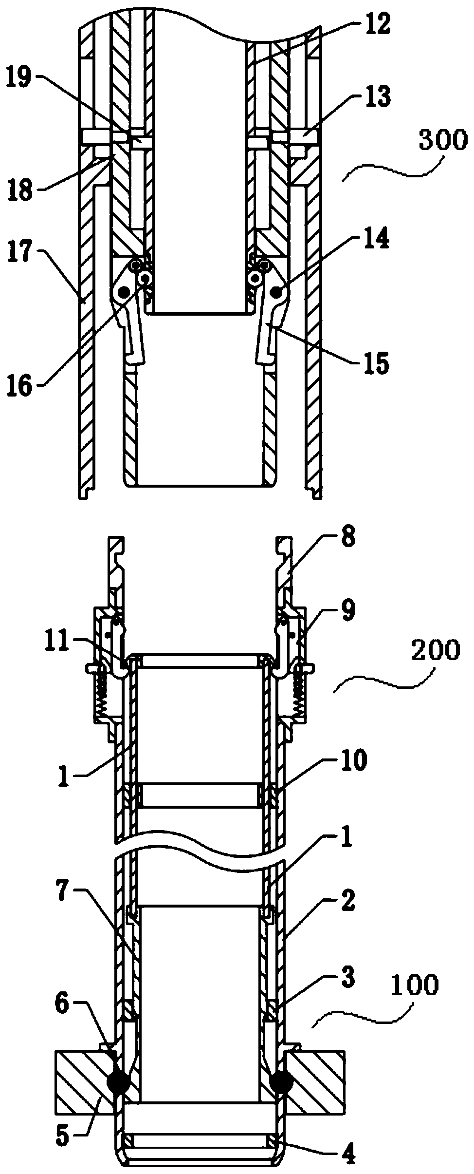 A locking, unlocking, grabbing and lifting device for lead-based reactor fuel assemblies