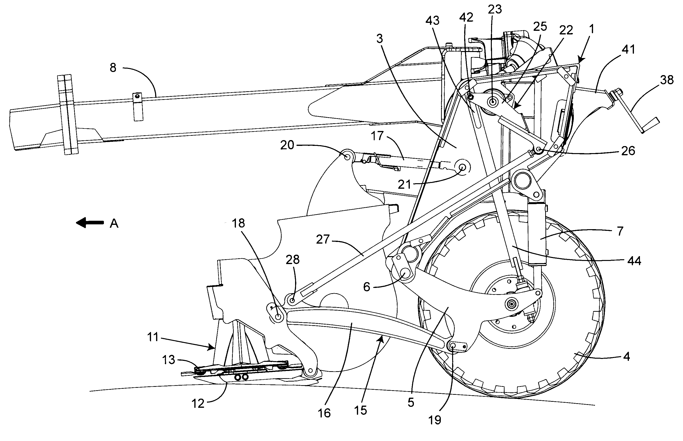 Mower with an lightening device including torsion bars