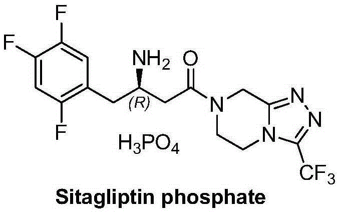Sitagliptin and enzyme-chemical preparation method of intermediate of sitagliptin