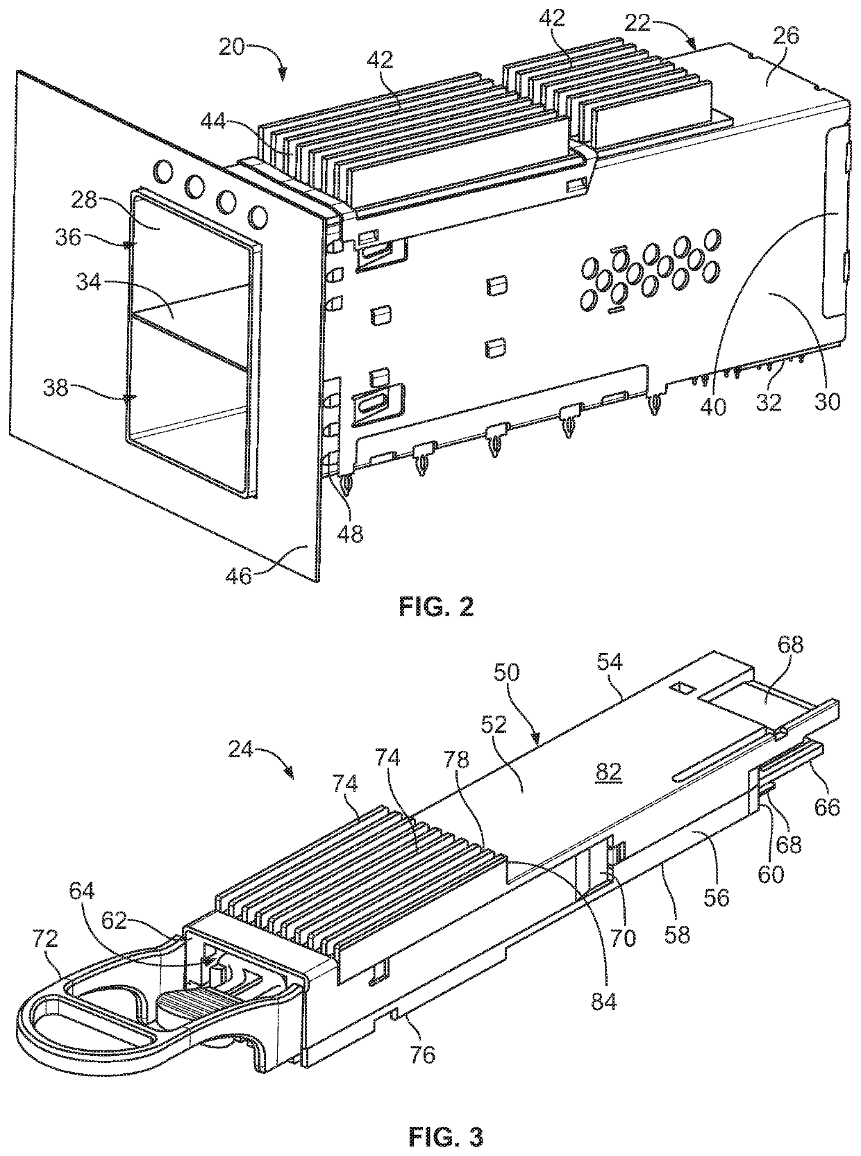 Quad small form factor-double density pluggable (qsfp-dd) transceiver module with heat sink