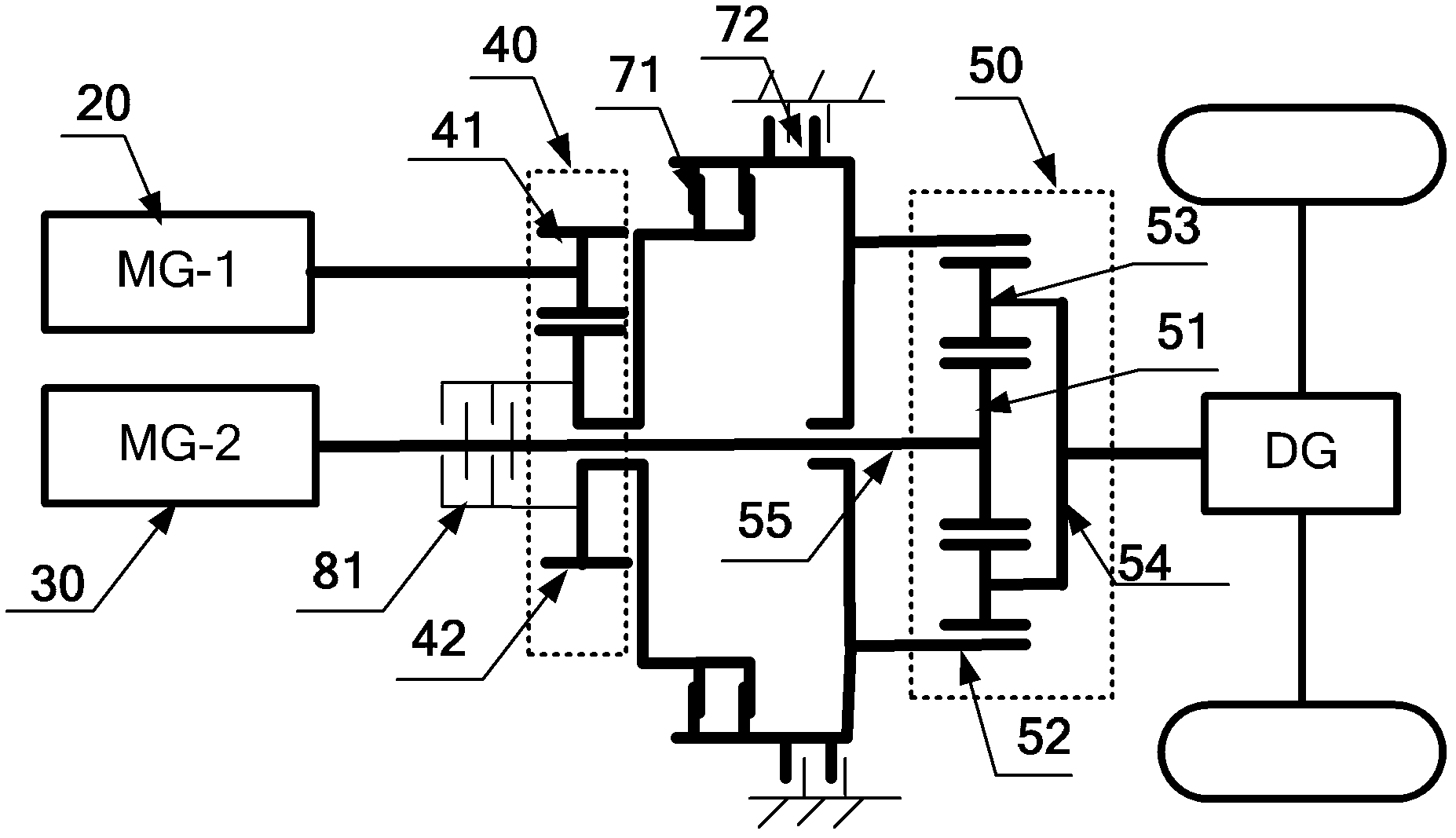 Electric vehicle, double-motor coupling speed change gear thereof and control system of double-motor coupling speed change gear