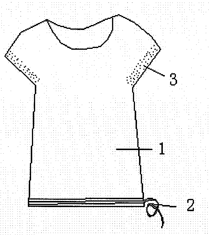 Secure luminous T-shirt with hem provided with rope