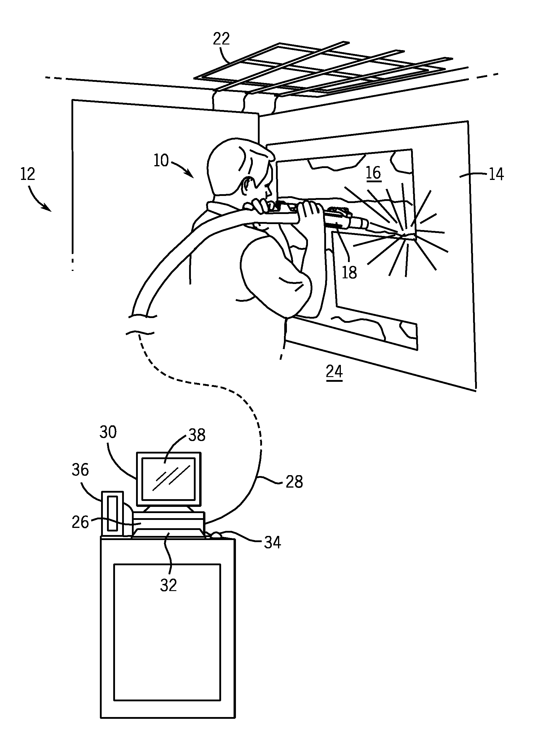 Virtual blasting system for removal of coating and/or rust from a virtual surface