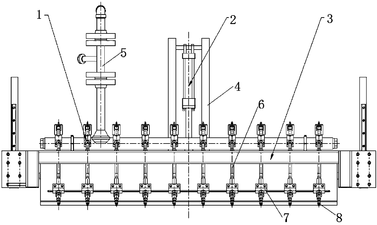 High-pressure water spraying cleaning system test device and test method thereof