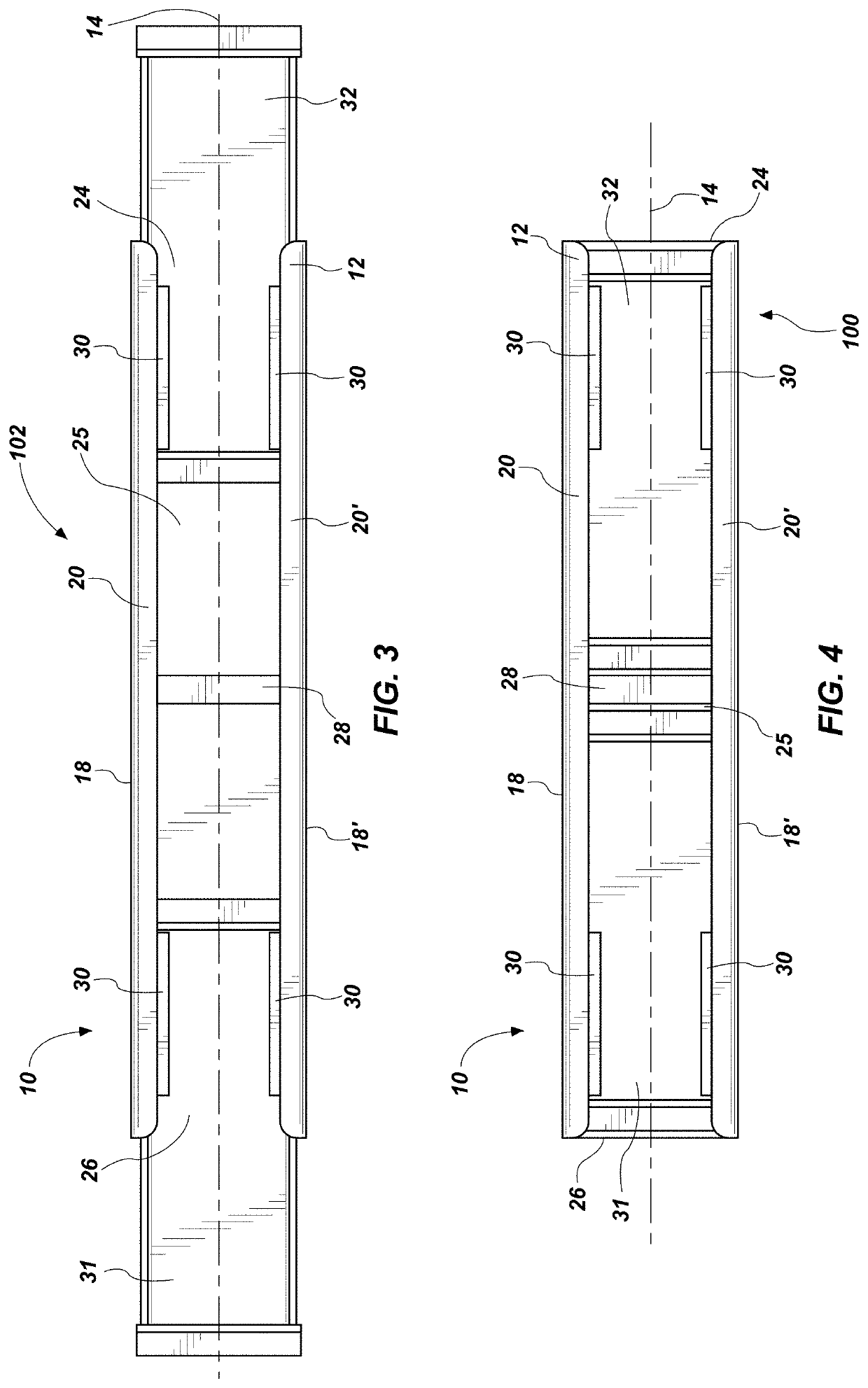 Extendable beam with slots