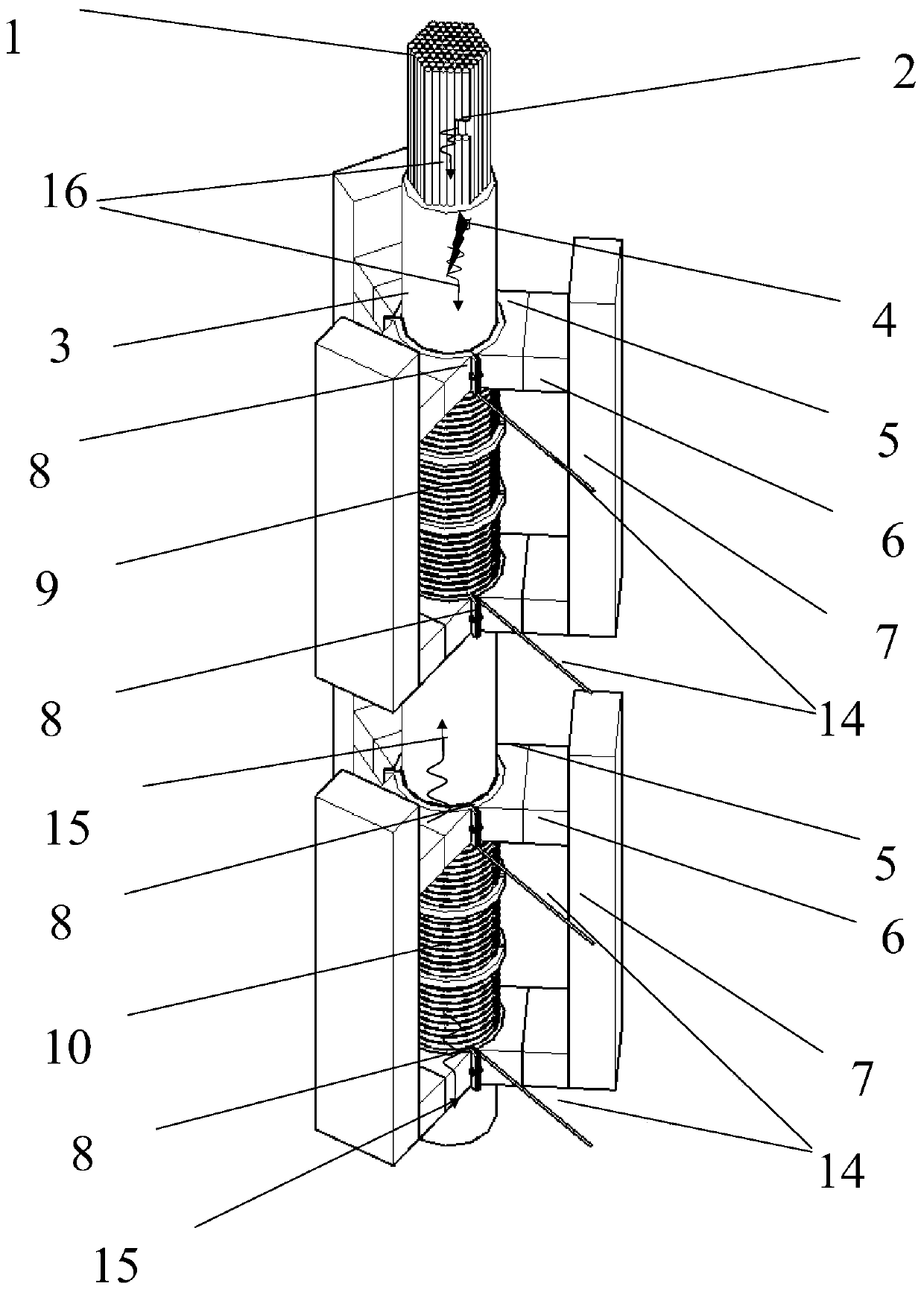 Bridge suspender damage and wire breakage detection device based on magnetostriction method