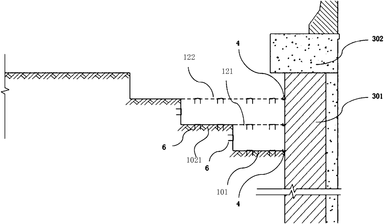 Roadbed building lap joint structure and construction method