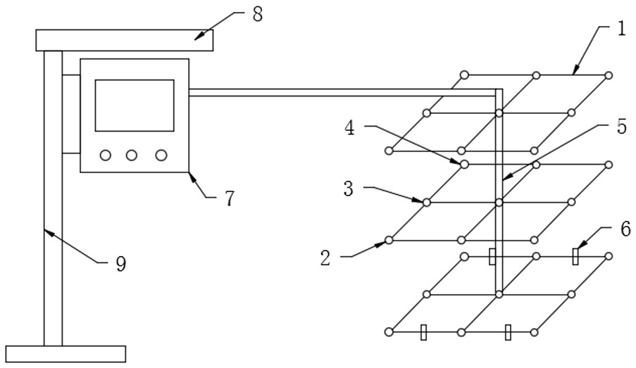 Extensible ball type matrix grassland fire danger monitoring method and device