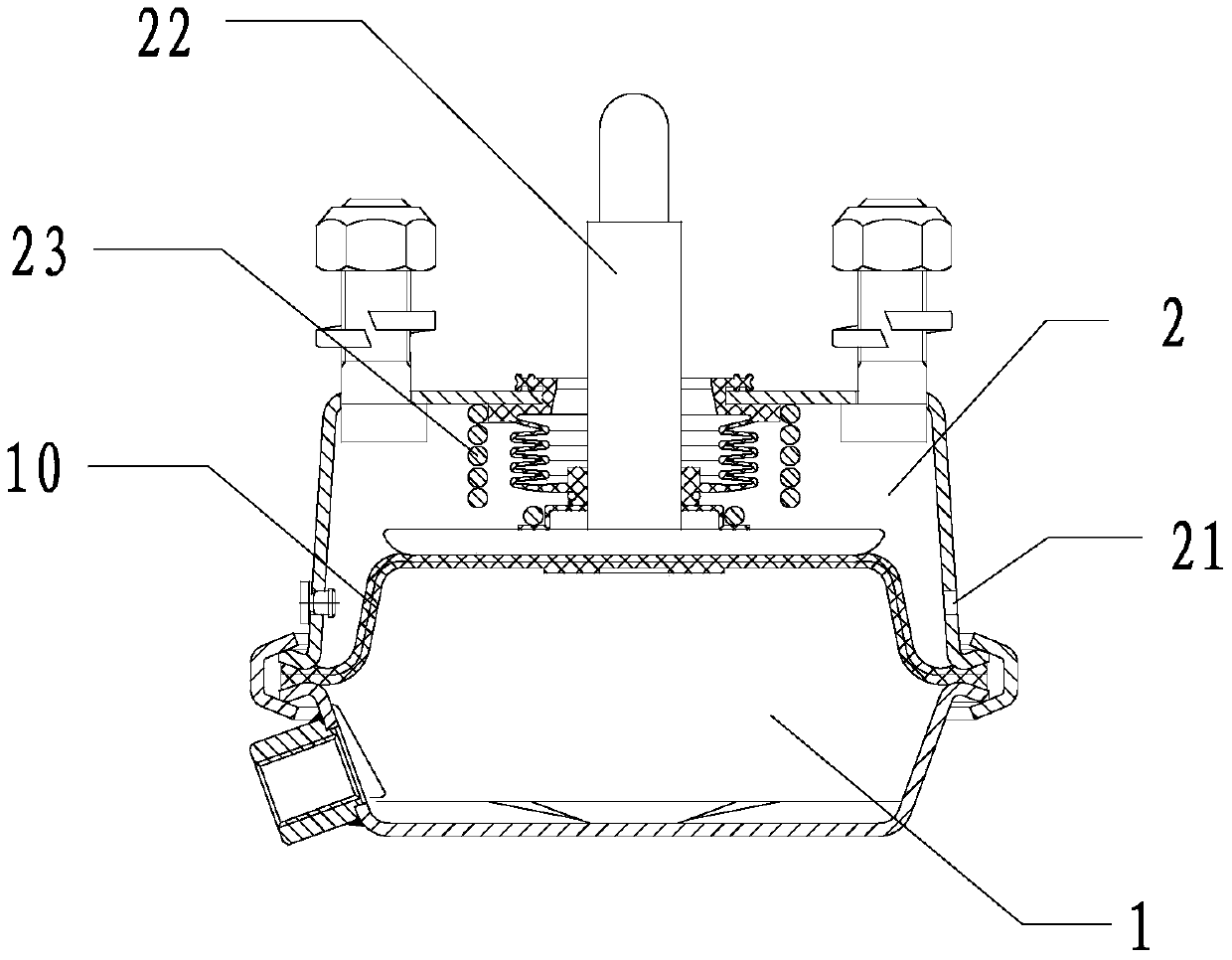 Spring braking device with breathing structure