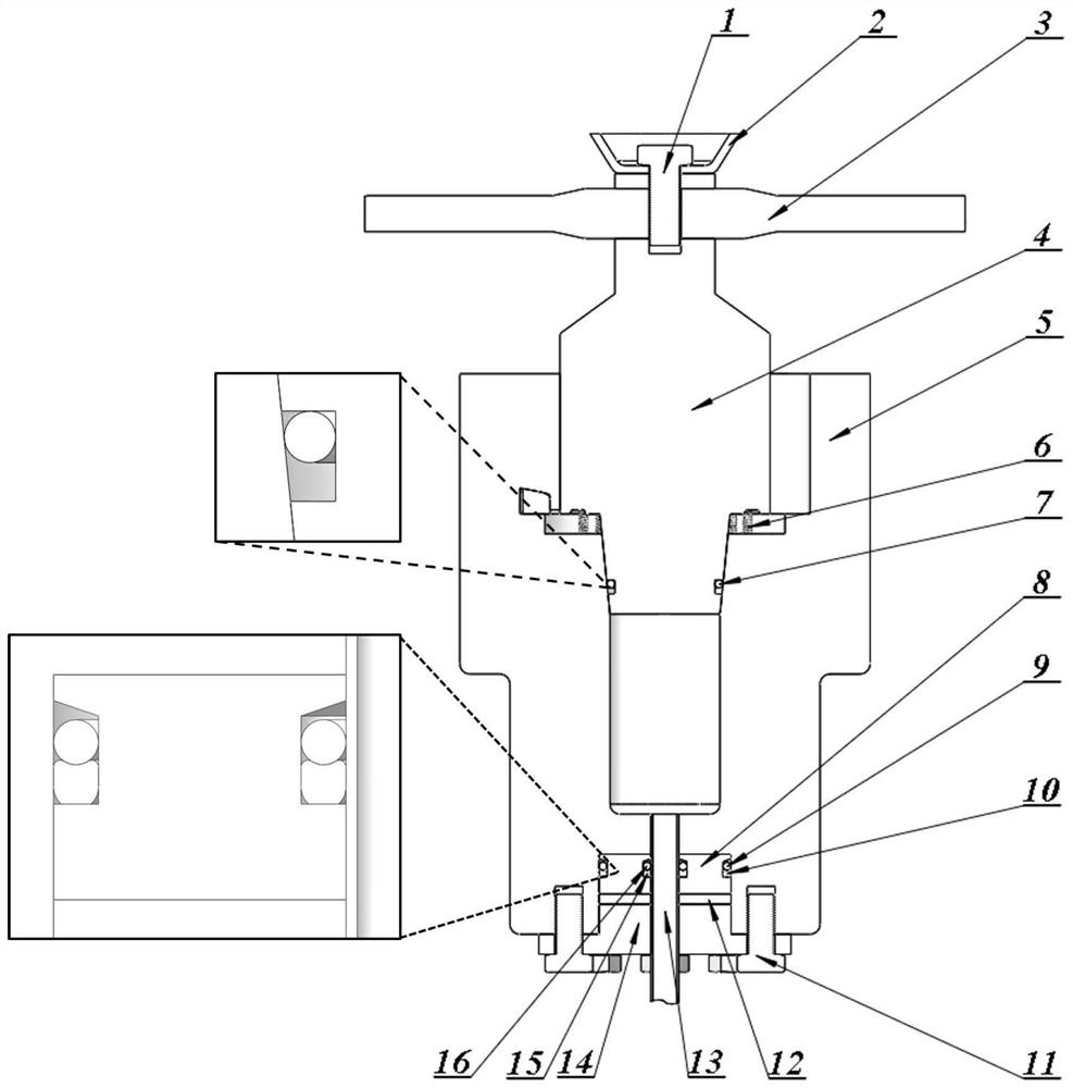 Internal inclination angle testing device capable of analyzing influence of section diameter of O-shaped ring on high-pressure sealing performance