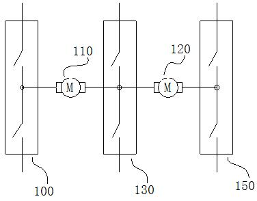 Multiple-motor control circuit with link arm bridge