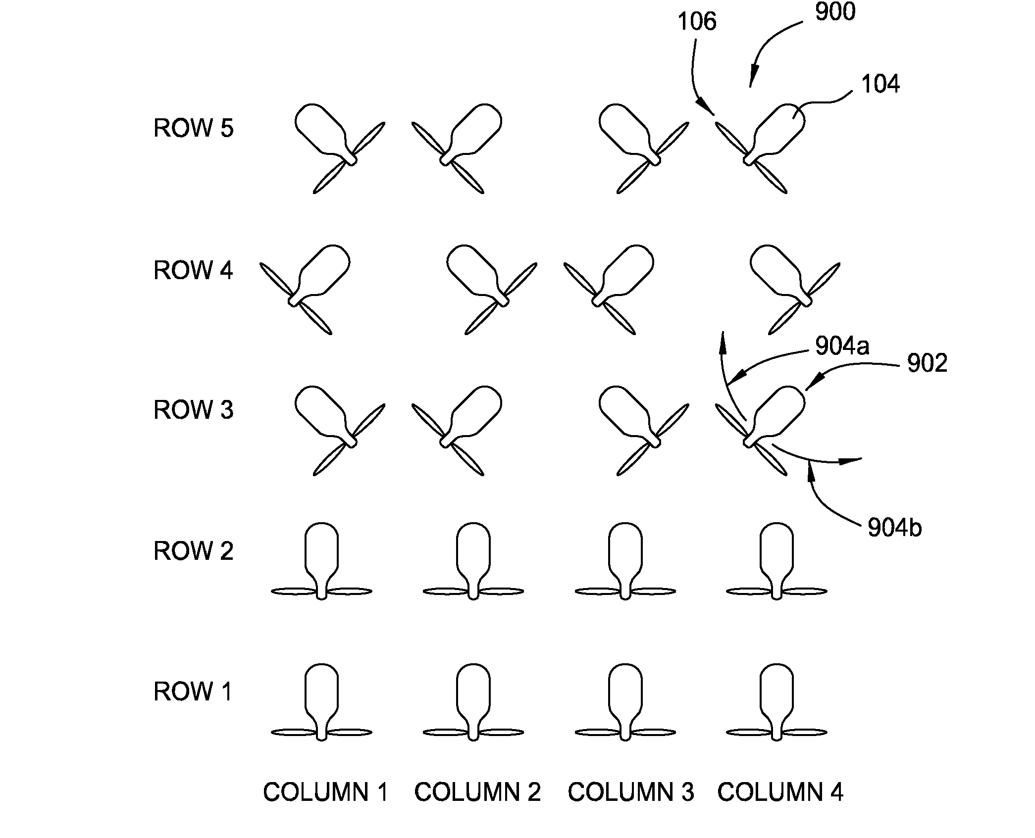 Method for improving large array wind park power performance through active wake manipulation reducing shadow effects