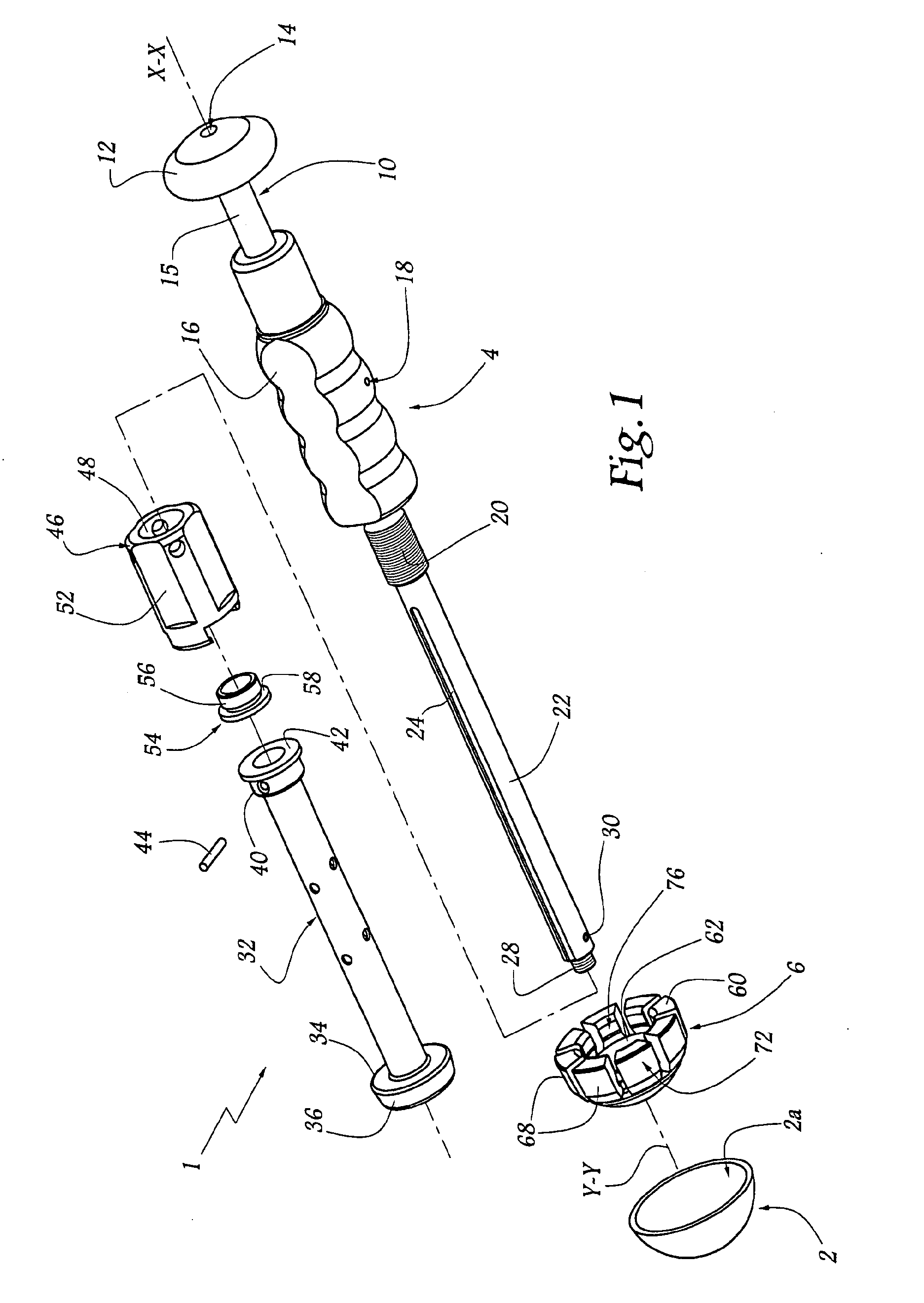 Ancillary tool and method for positioning a prosthetic acetabulum of a hip prosthesis