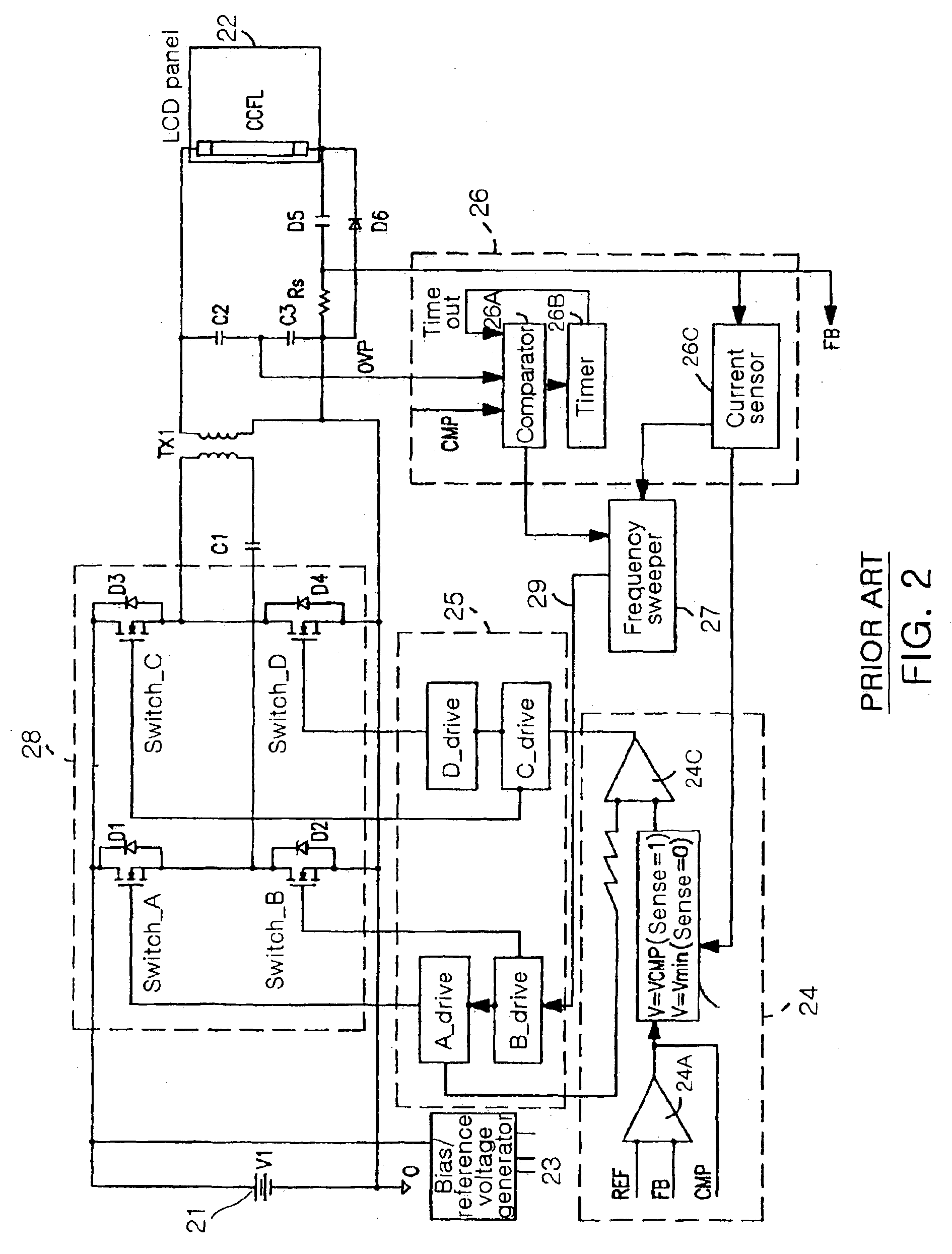 Backlight inverter for liquid crystal display panel with self-protection function