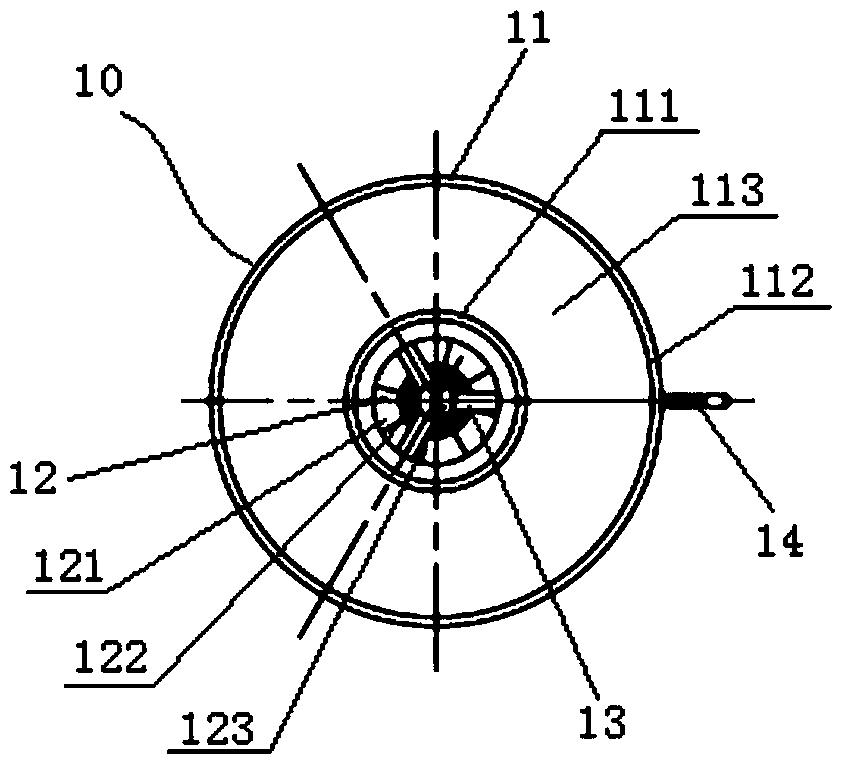 Axial vent pipe structure of turbine engine and turbine engine