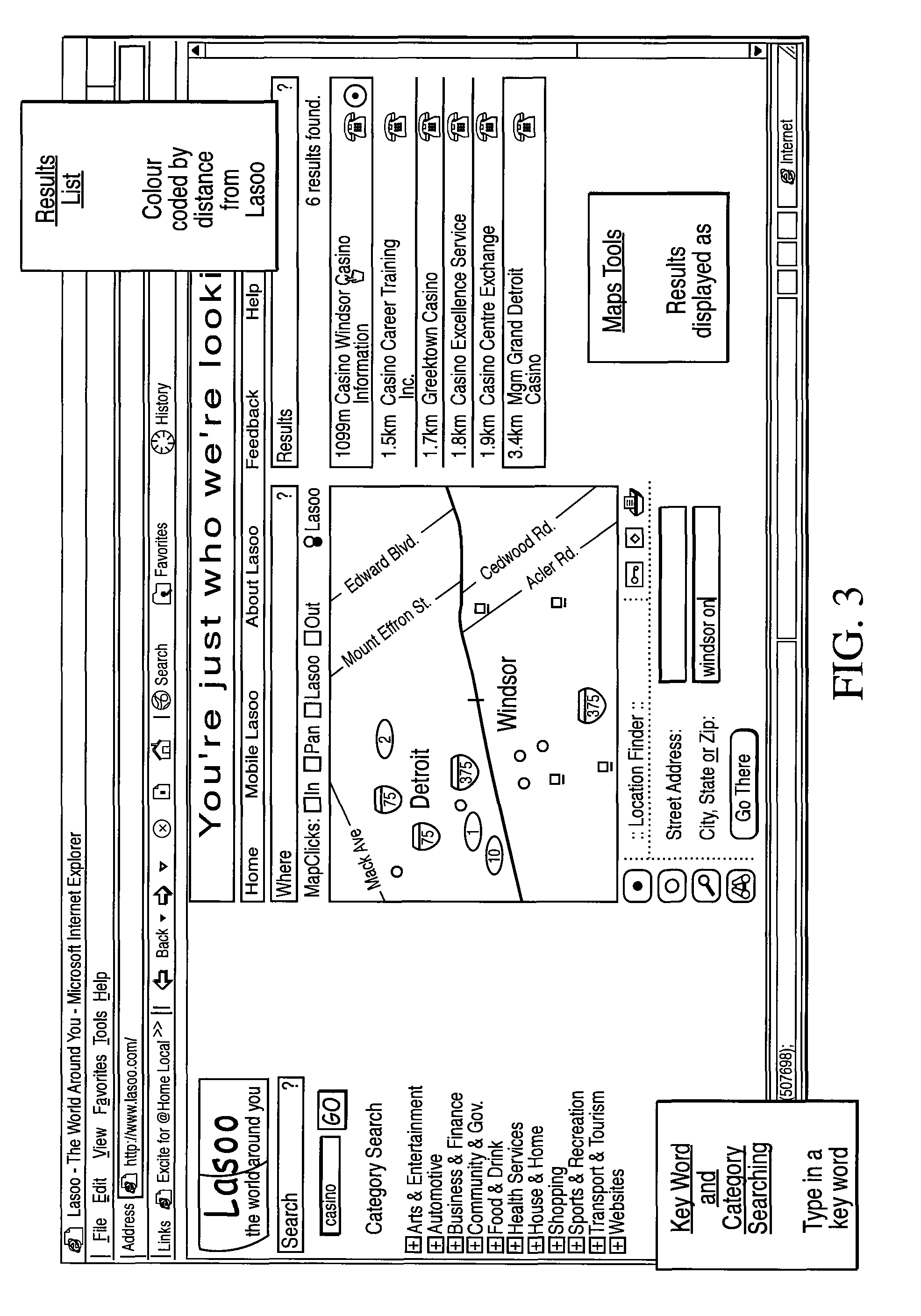 Information retrieval system and method employing spatially selective features