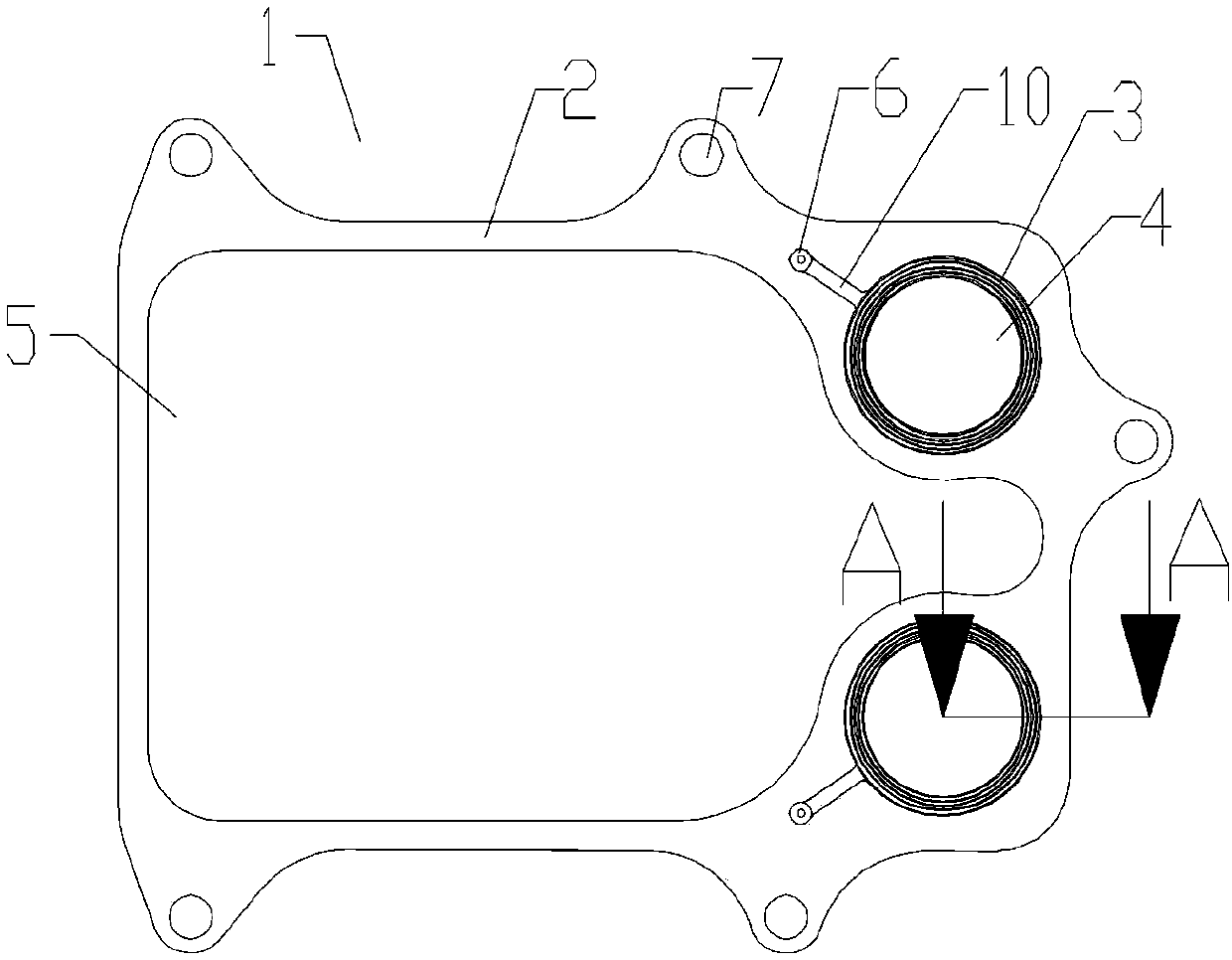 Gasket mechanism of engine oil cooler of engine and engine