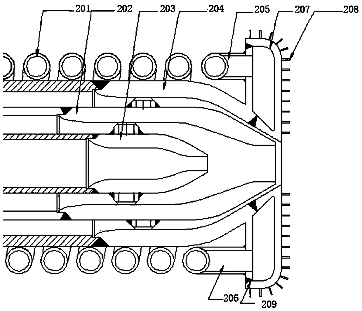 A protection mechanism for process burners of entrained bed coal gasifiers