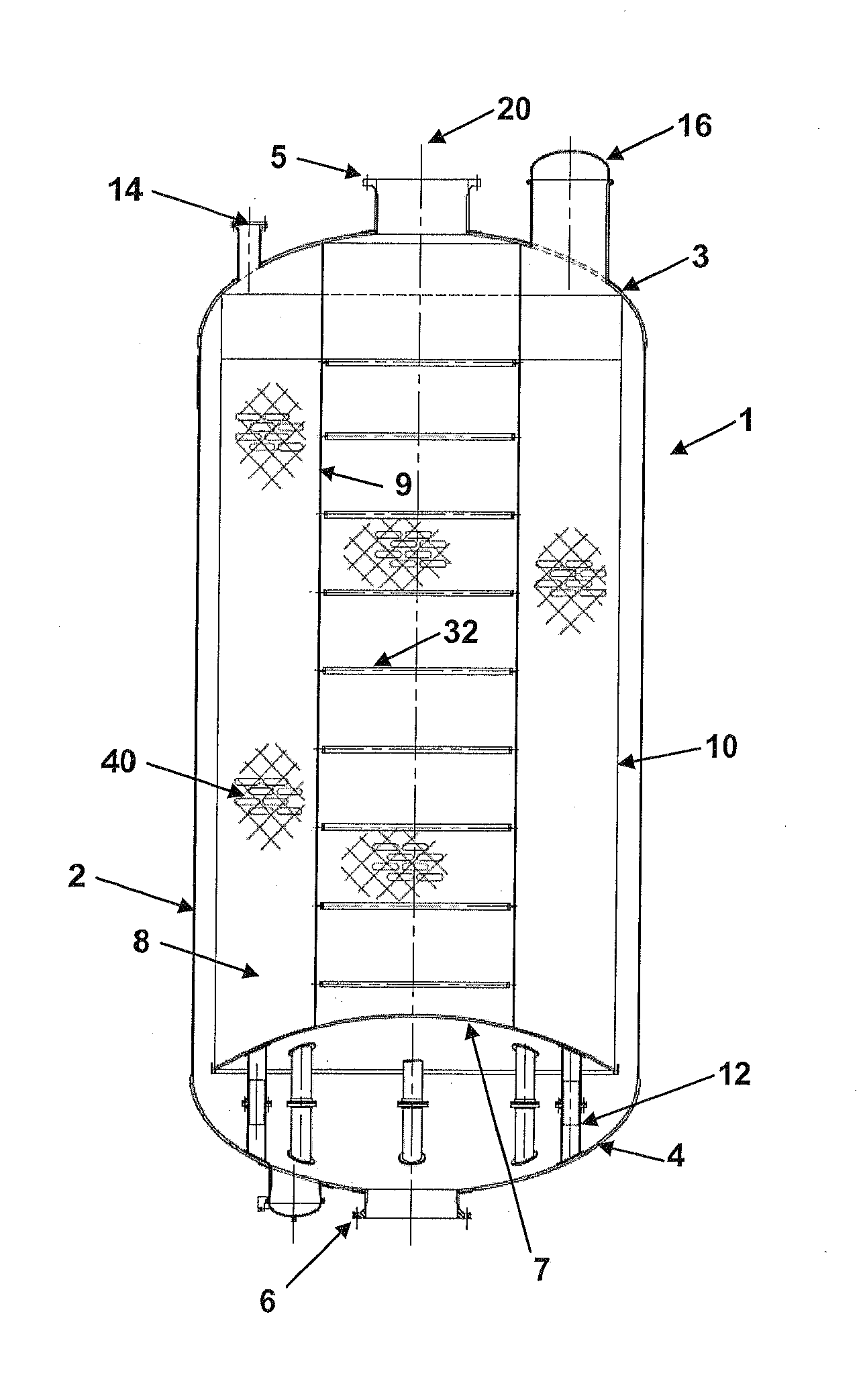 Radial flow reactor with movable supports