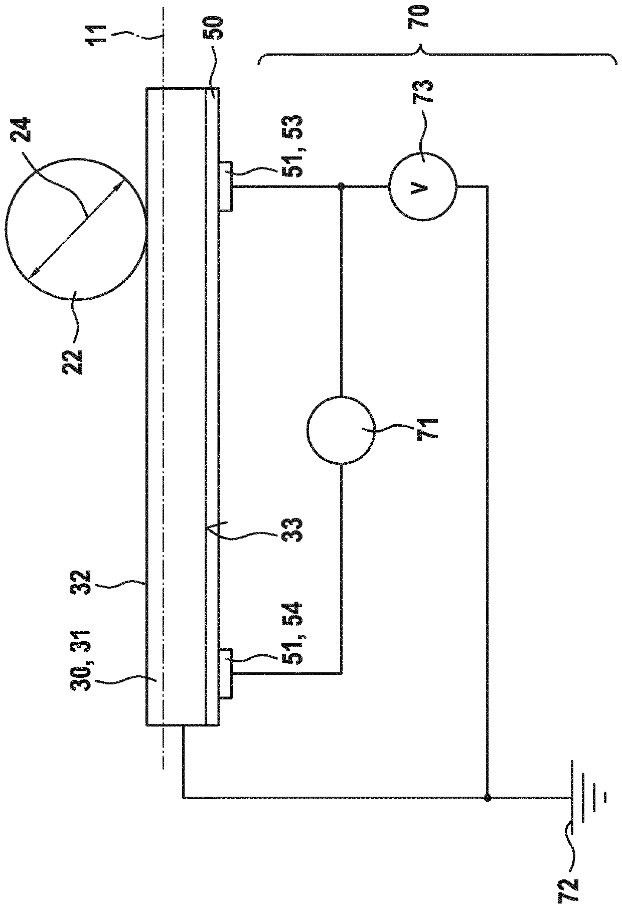 Guide carriage having a piezoresistive layer for load measurement