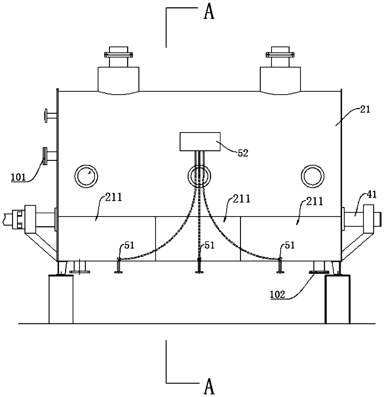Draining system for brown-sugar continuous boiling tank