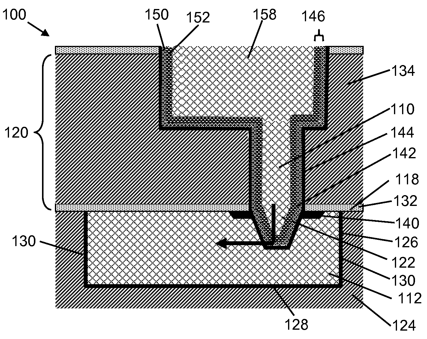 Structure including via having refractory metal collar at copper wire and dielectric layer liner-less interface and related method