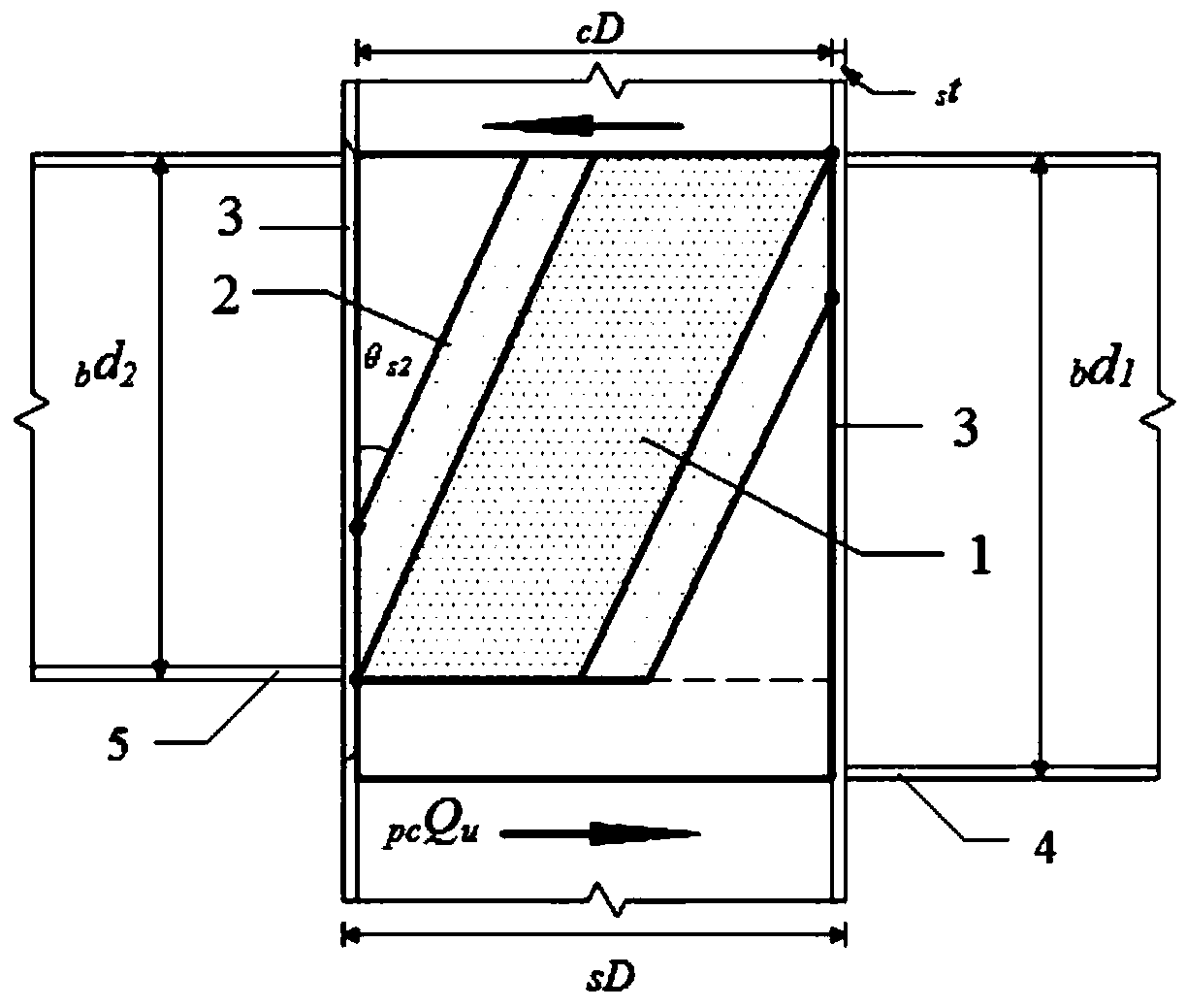 Shear force evaluation method for asymmetrical steel beam square steel pipe column nodes