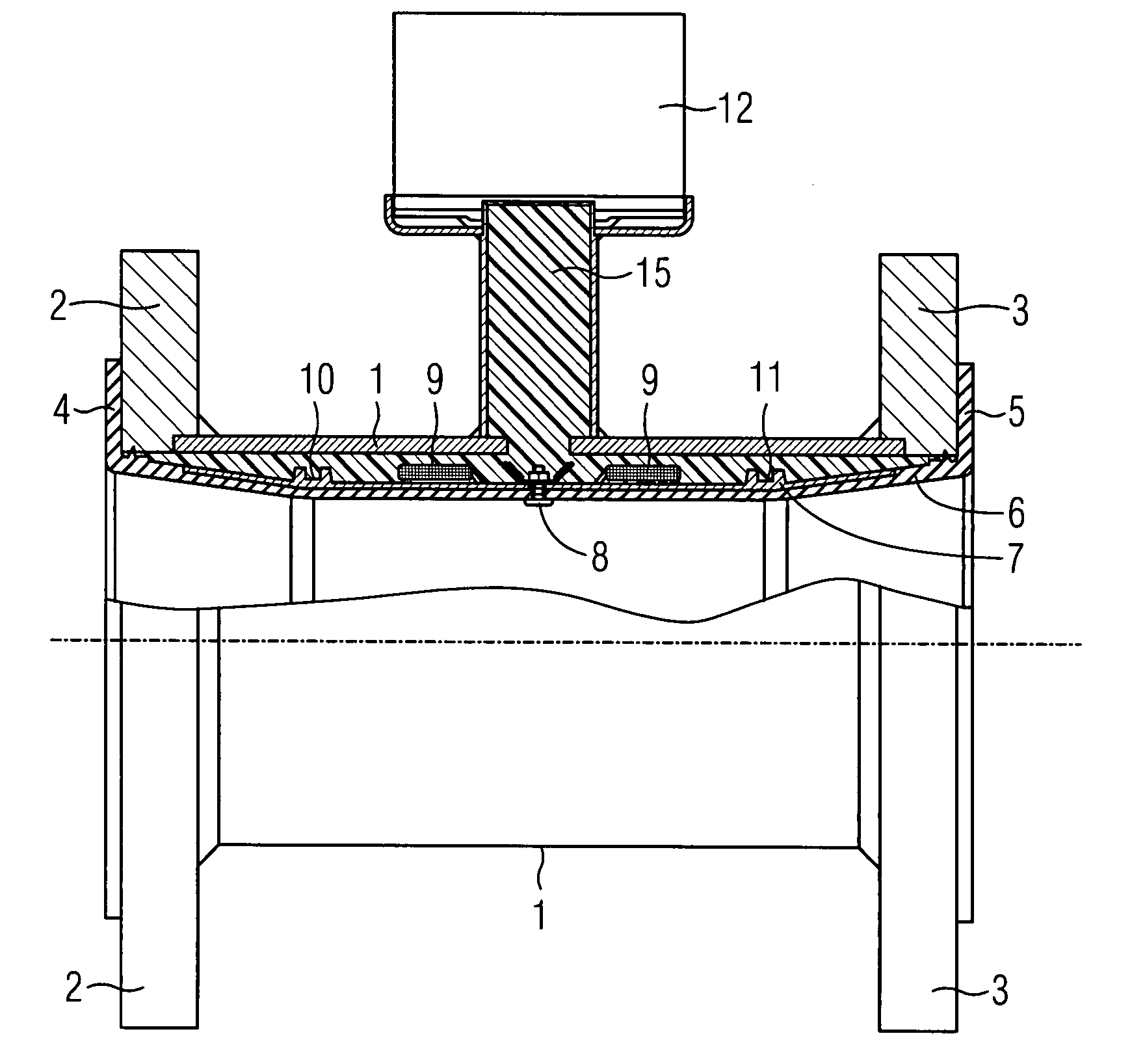 Tubular insert for a magnetic induction flow meter