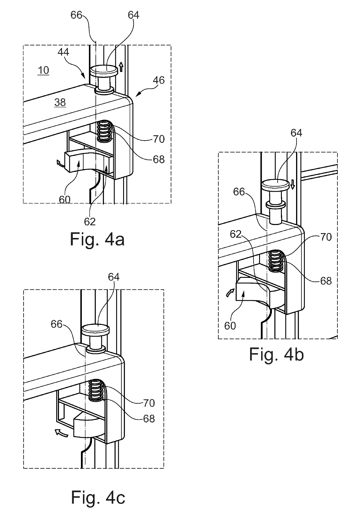 Arrangement for selectively arresting a serving trolley in a cabin of a transportation system