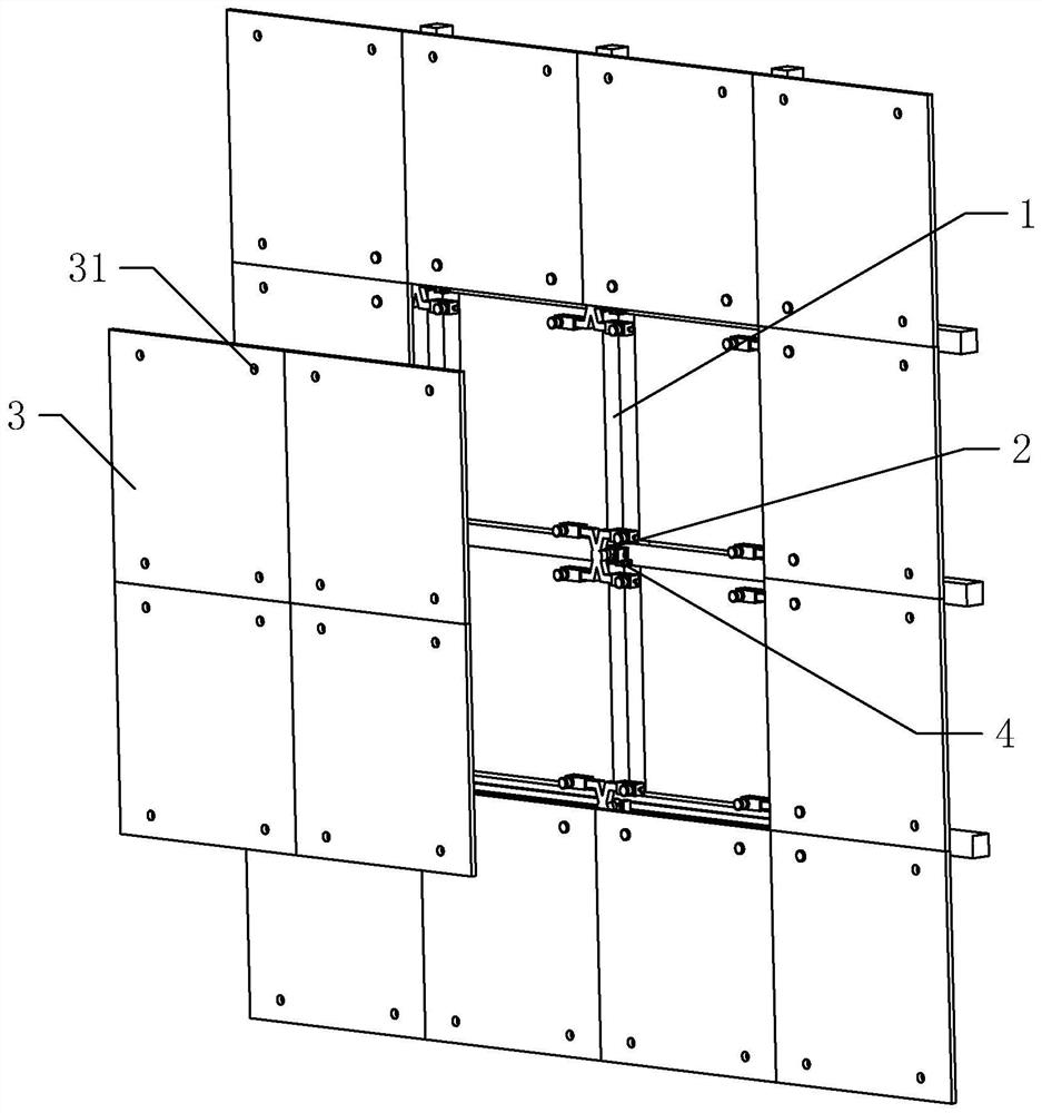 Building glass panel wall mounting structure and construction method thereof