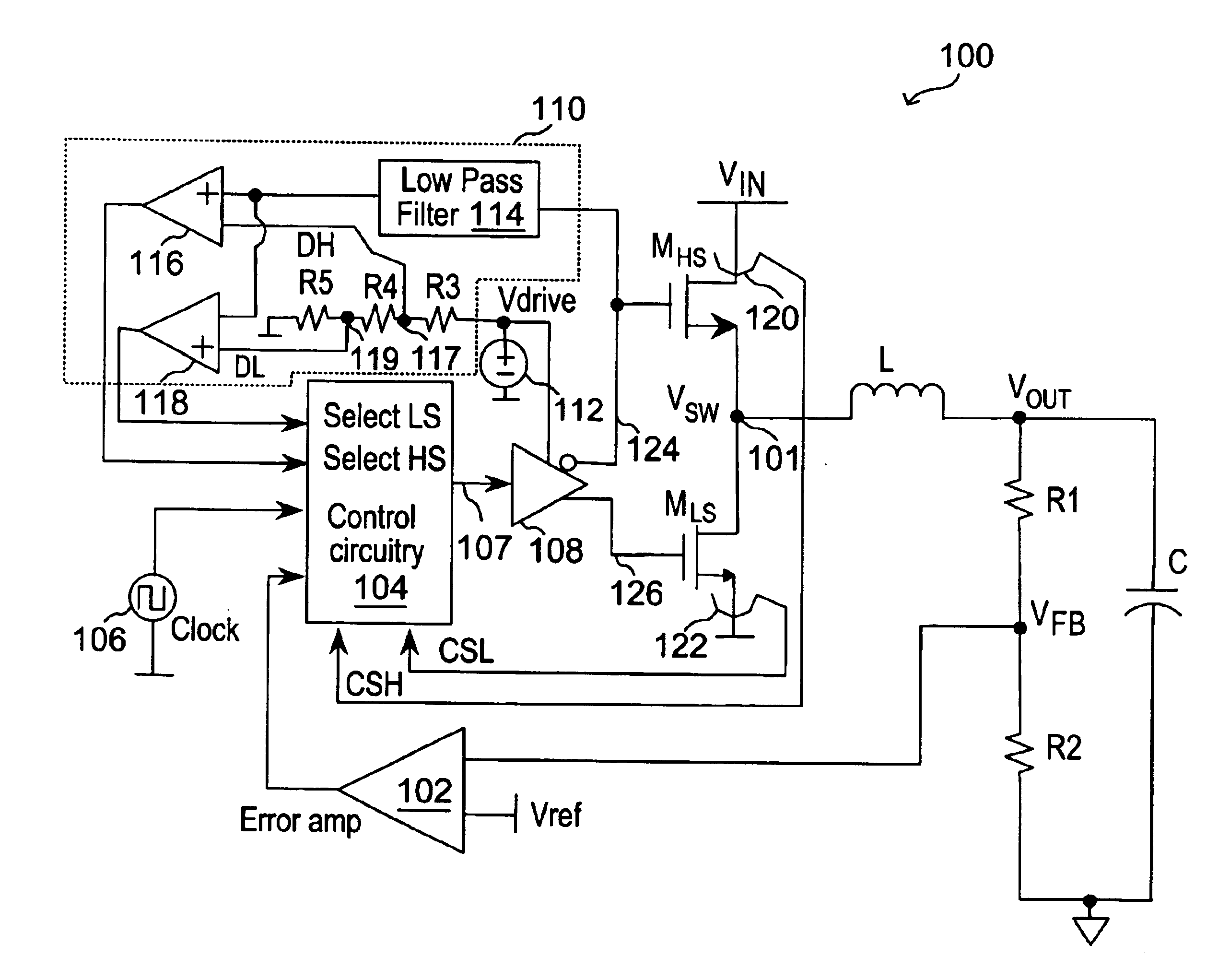 Selective high-side and low-side current sensing in switching power supplies
